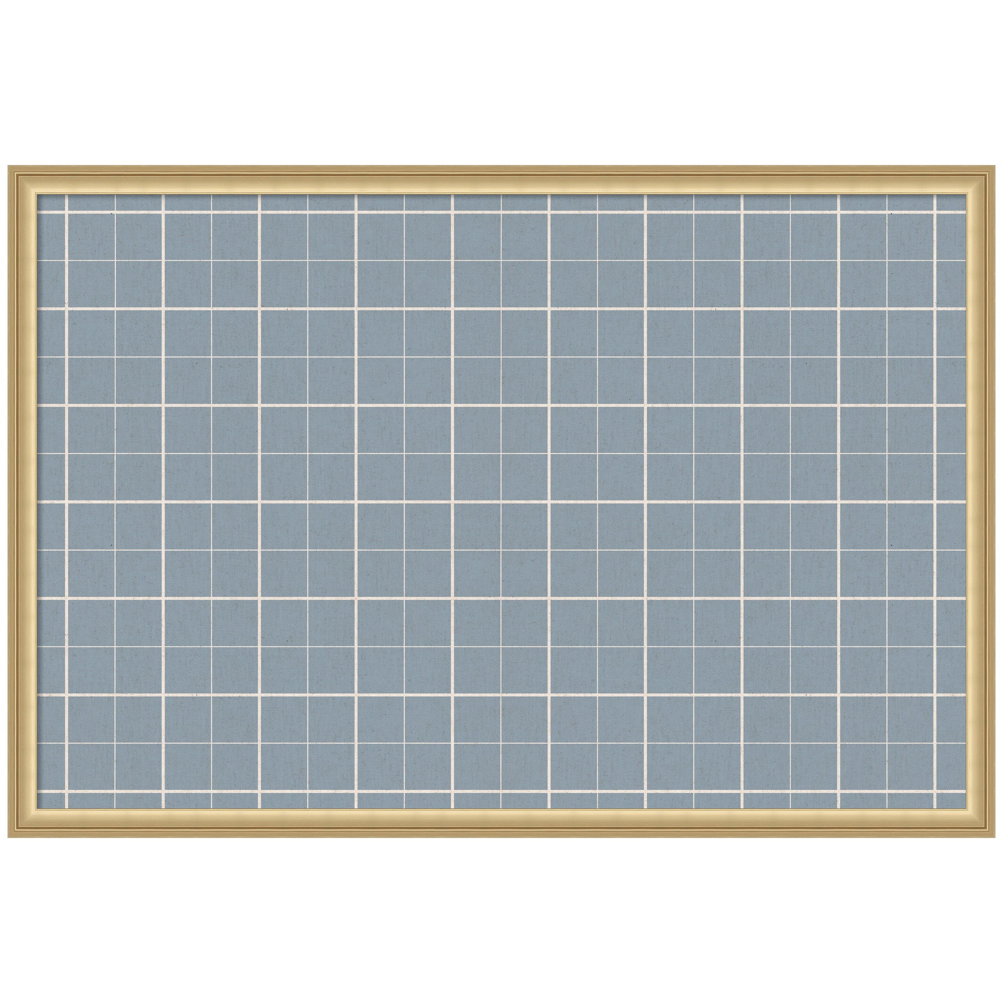 Framed Fabric Pinboard Light Blue Plaid Wall Organization
