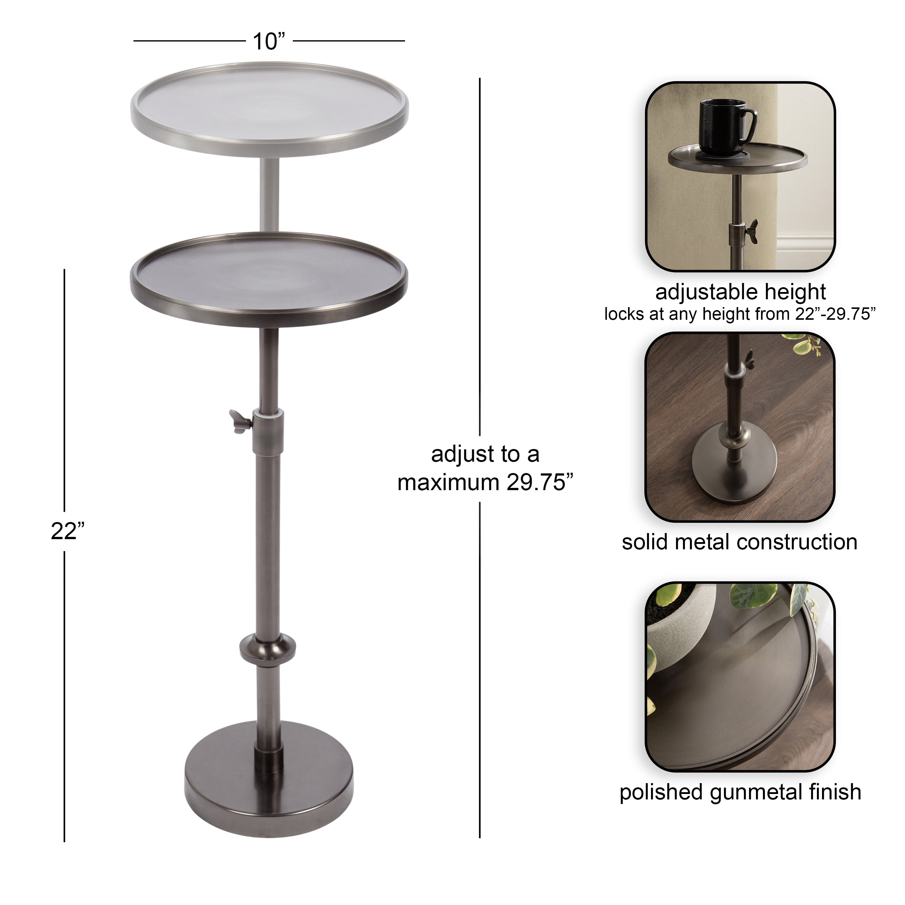 Drink Table Pewter 10x10x30 2
