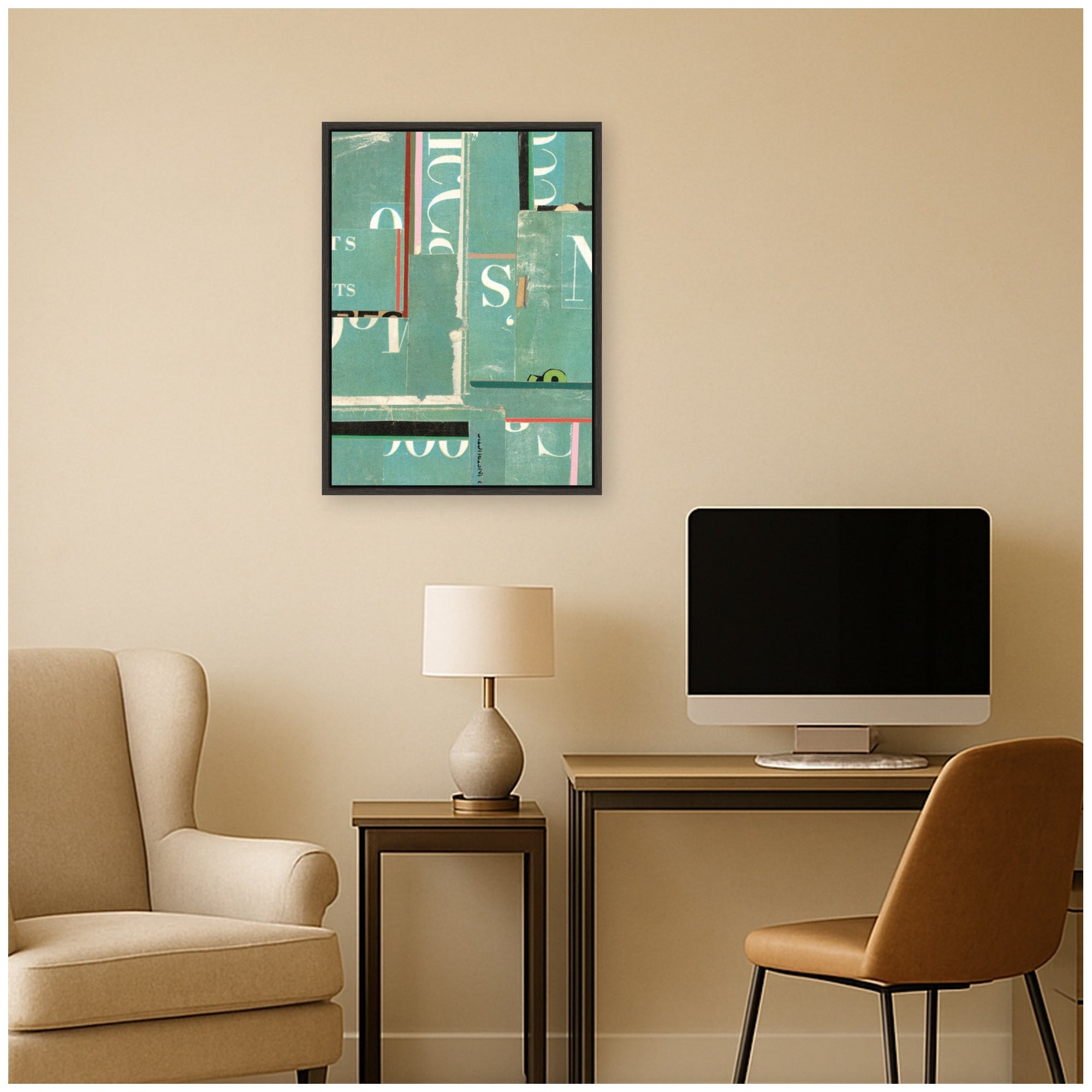 Typography Green FC by Felicia Dadak Framed Canvas Wall Art Print