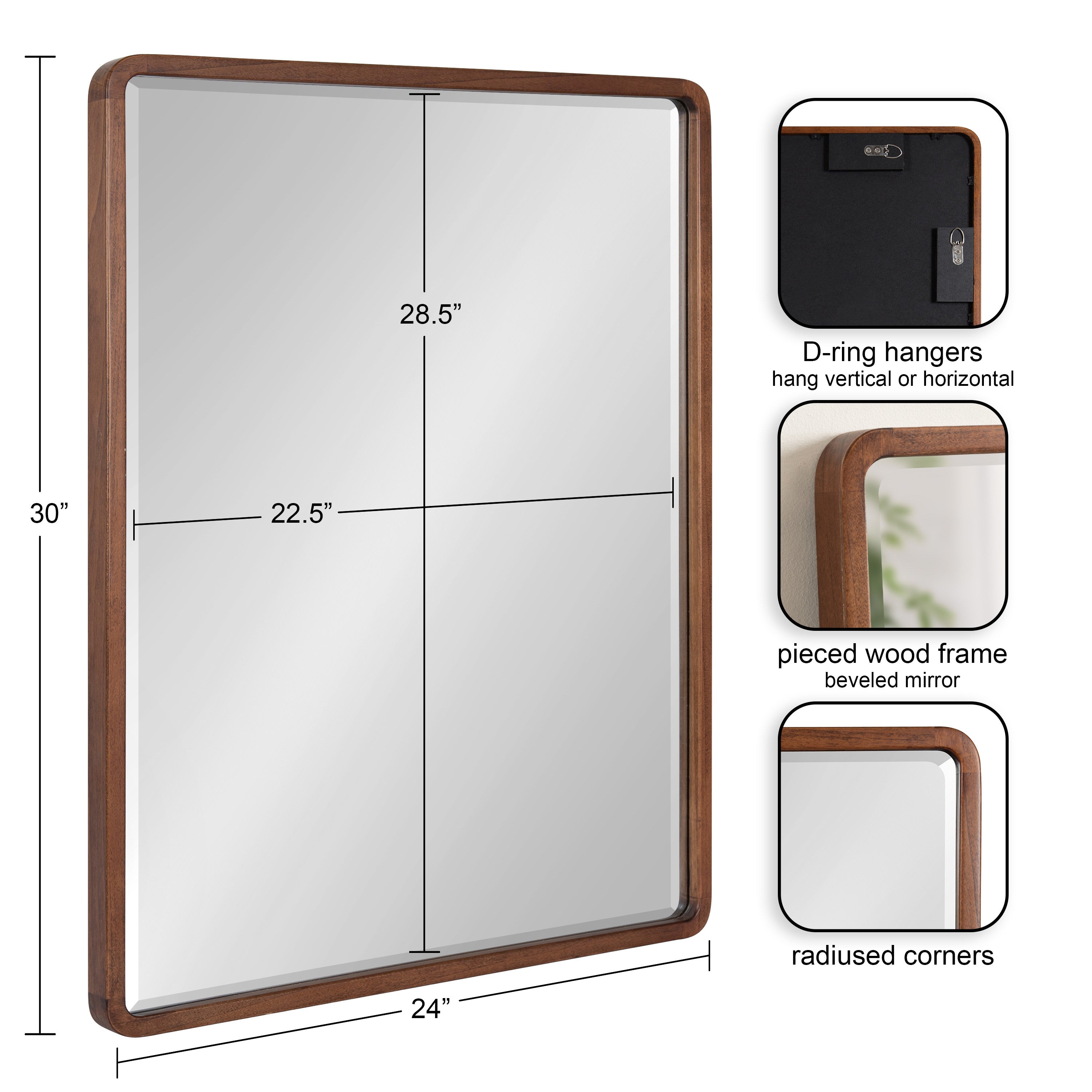 McLean Wood Radius Rectangle Wall Mirror