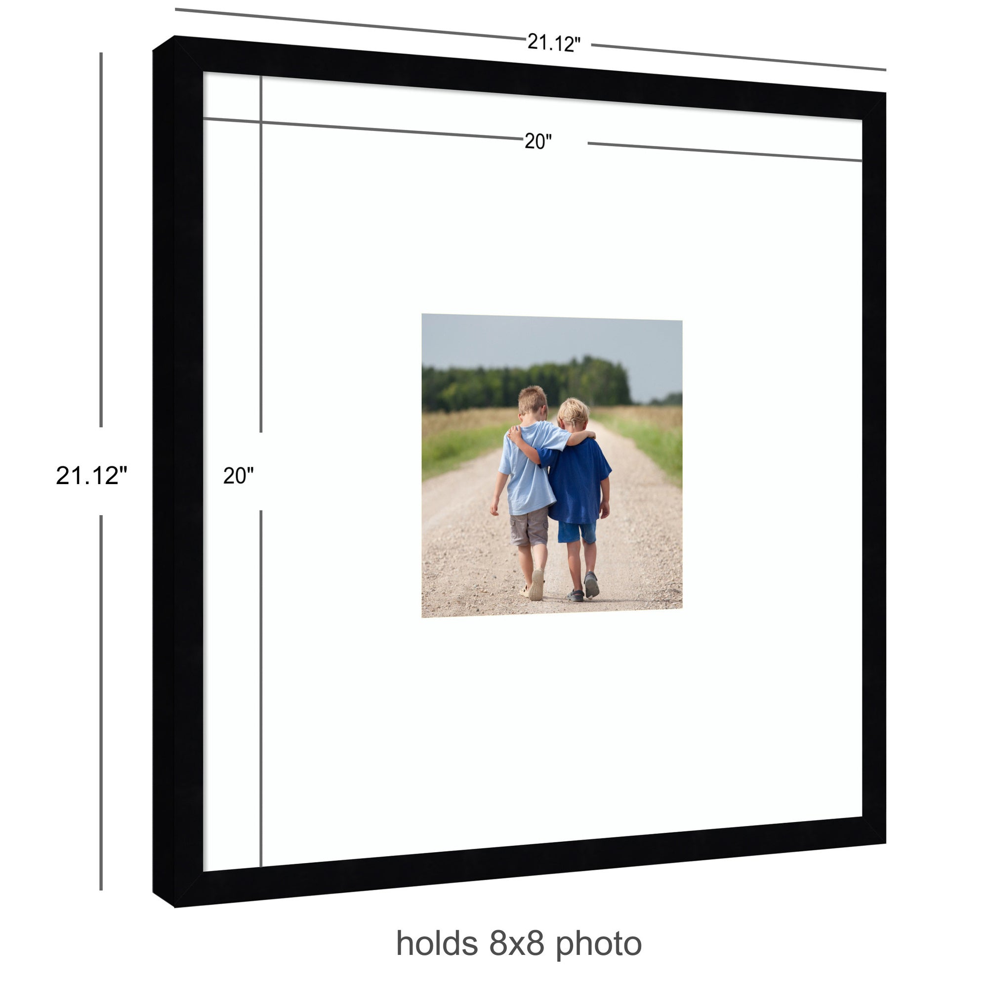 Wall Frame Svelte Noir Black 20x20 matted to 8x8 2
