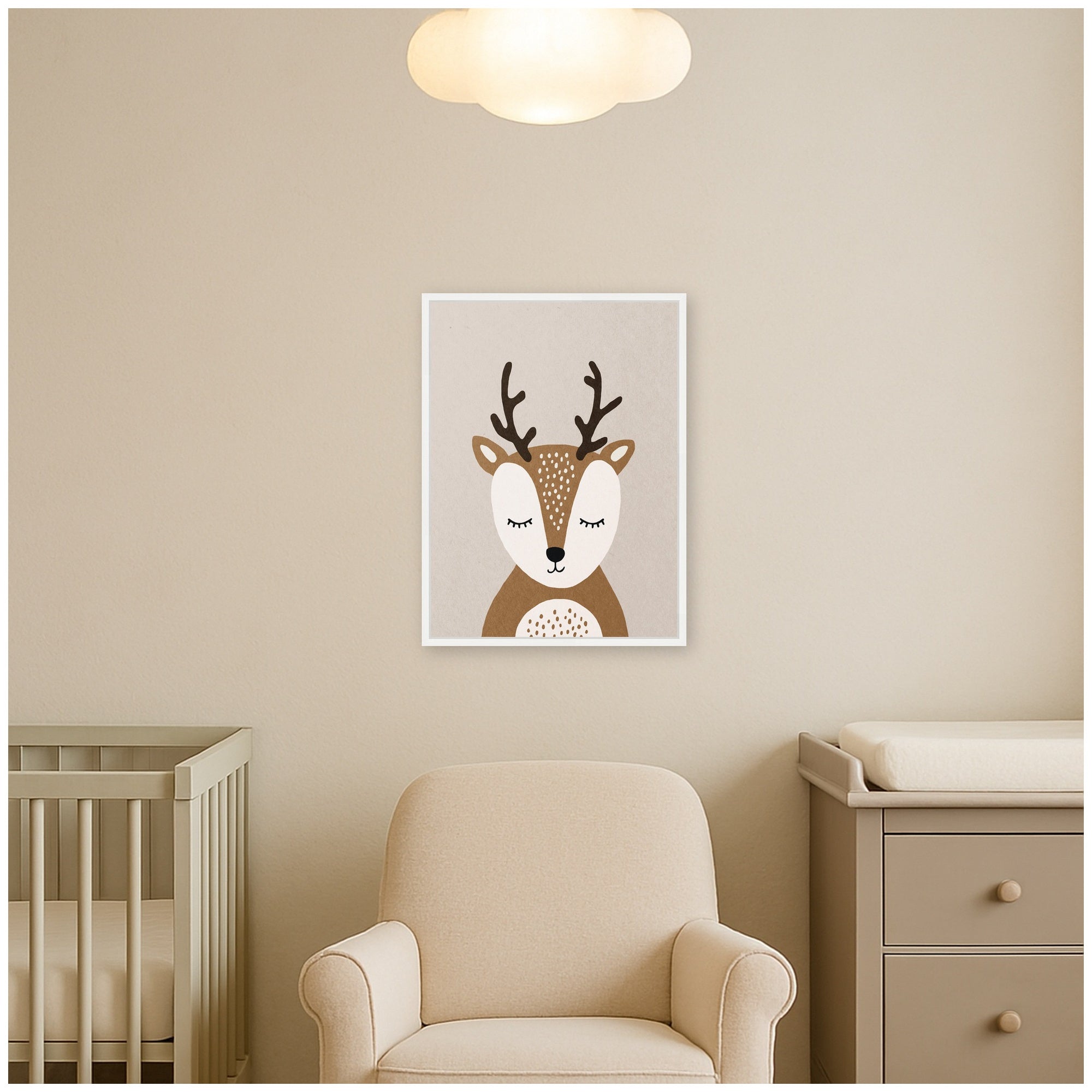 Deer by July Art Prints Framed Canvas Wall Art Print