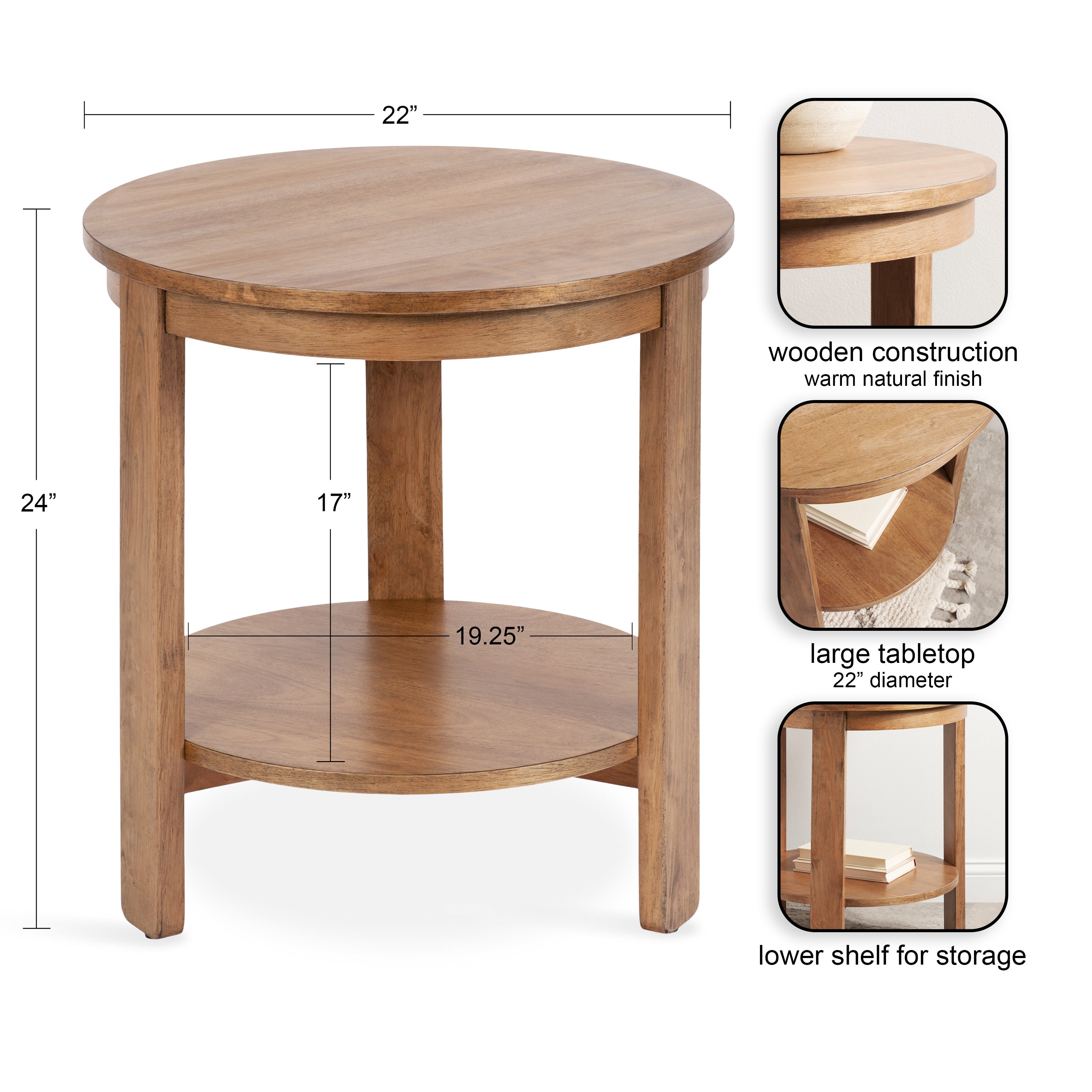 Side Table Natural 22x22x24 2
