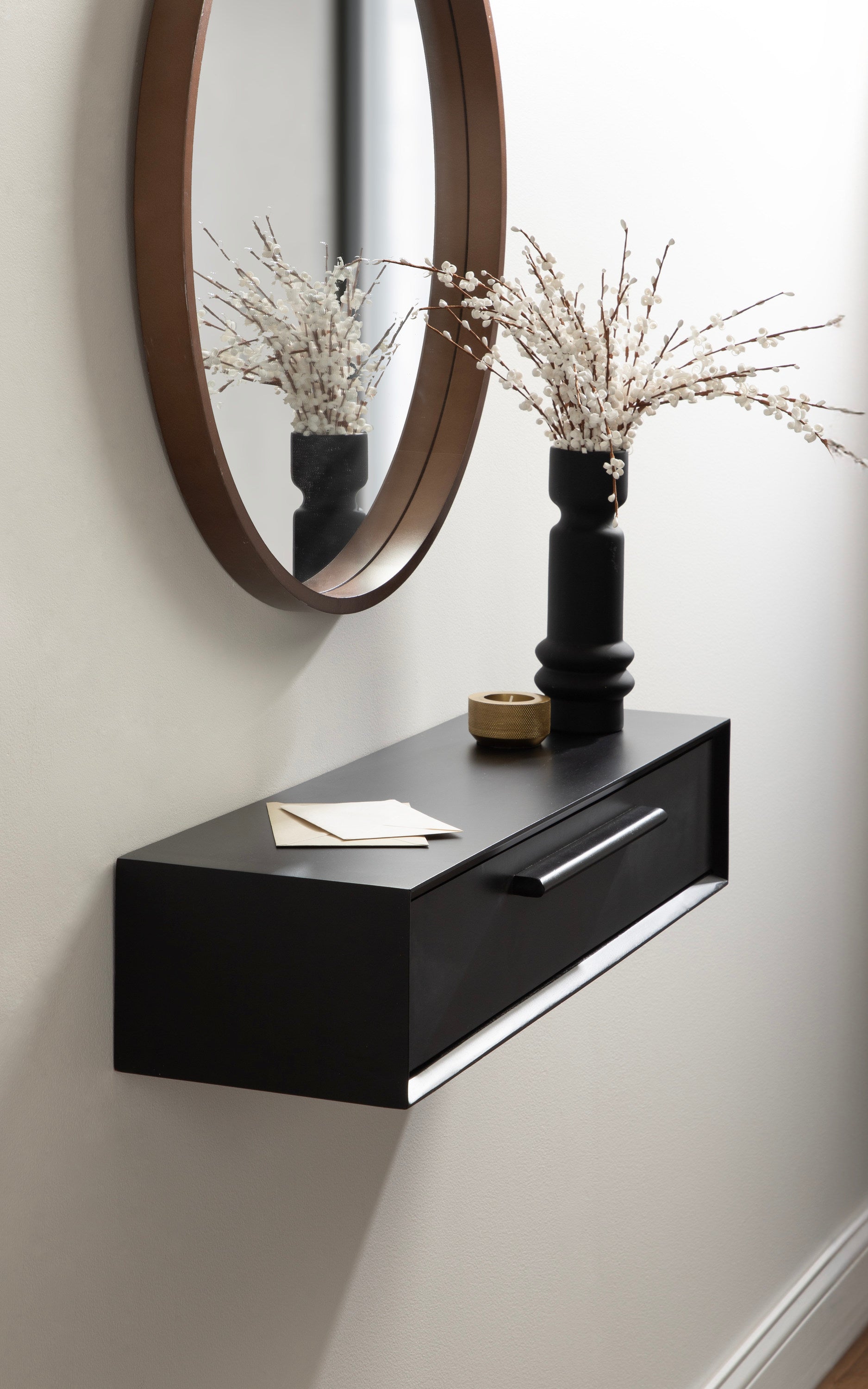 Floating Console Table Black 30x9x6 8