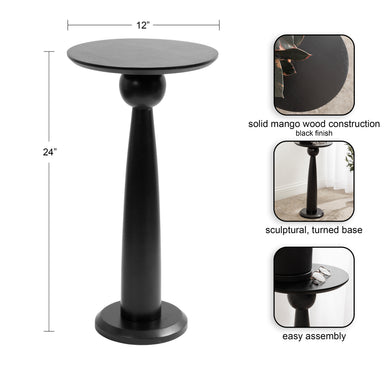 Side Table Black 12x12x24 2