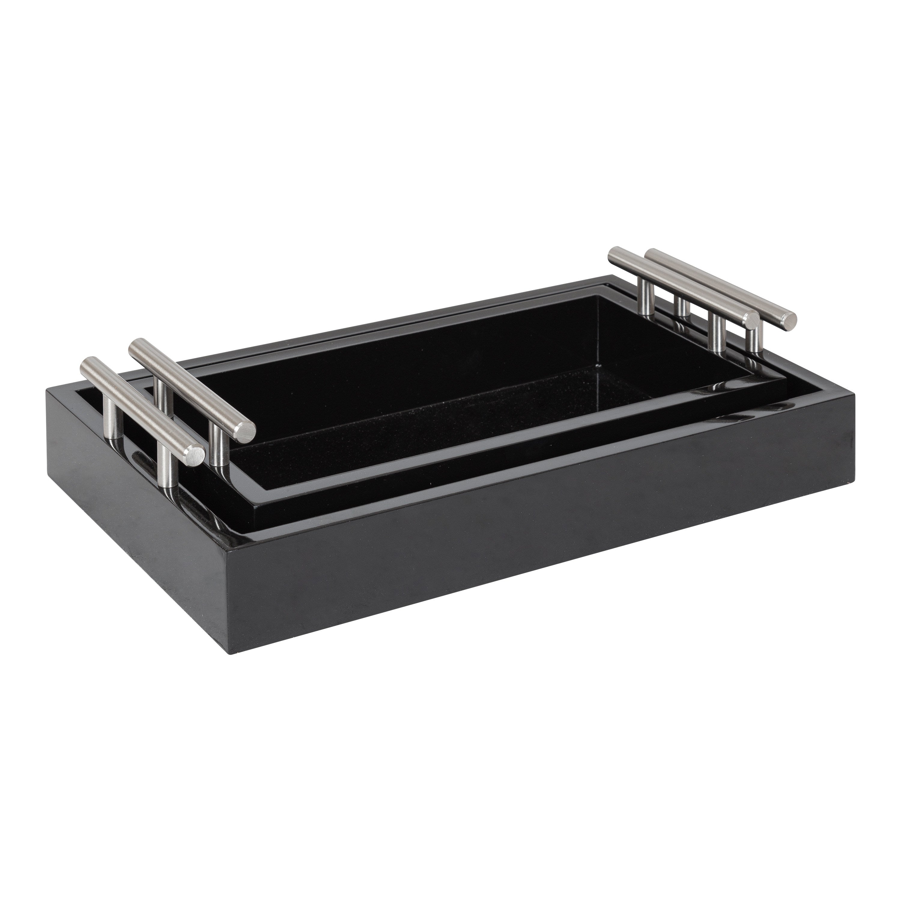 Tray Set Black Silver 2 Piece 4