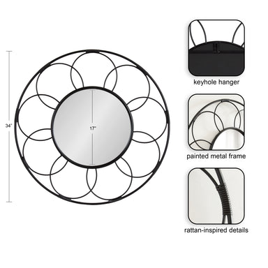 Round Mirror Black 34x34 2