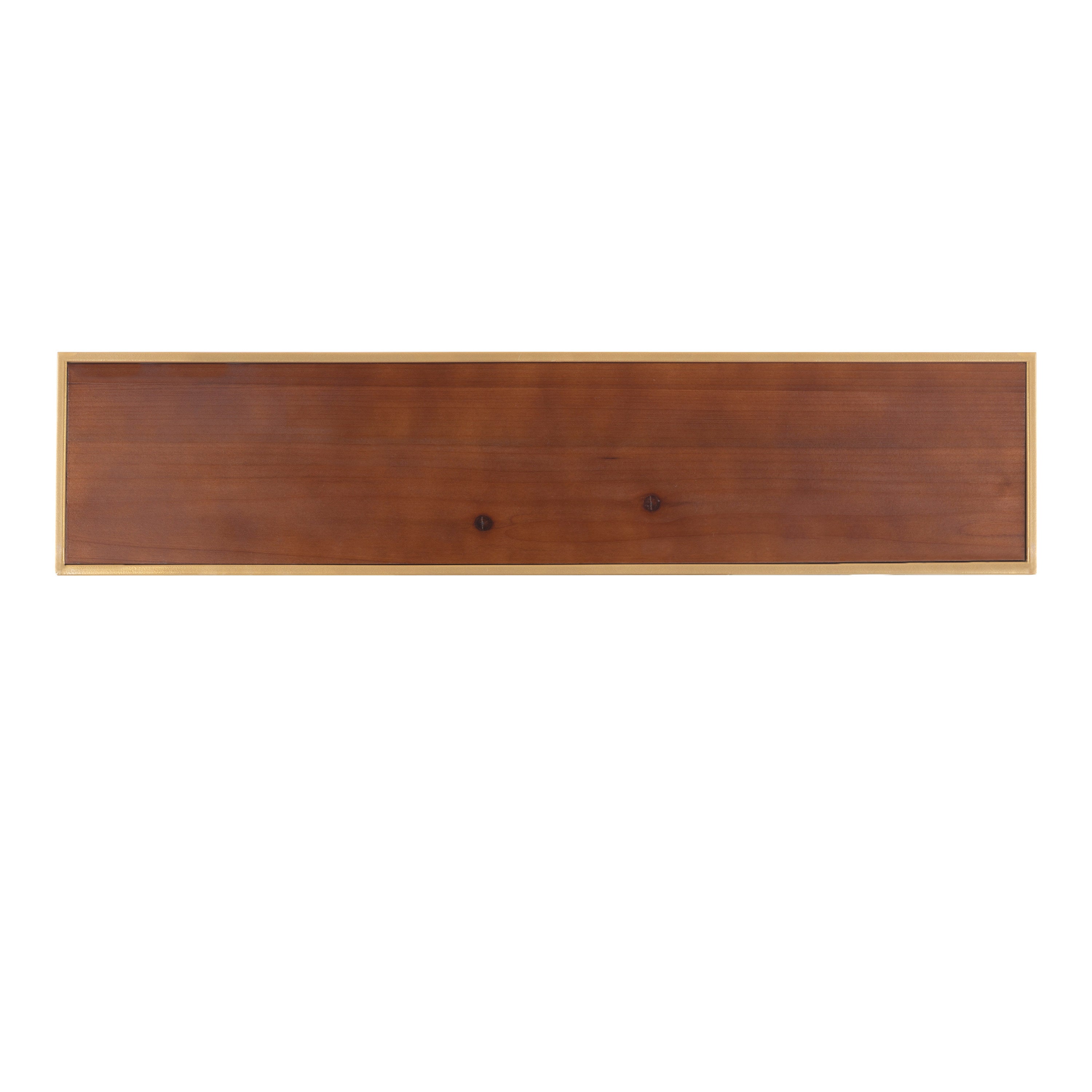 Accent Shelf Walnut Brown Gold 26x11 6