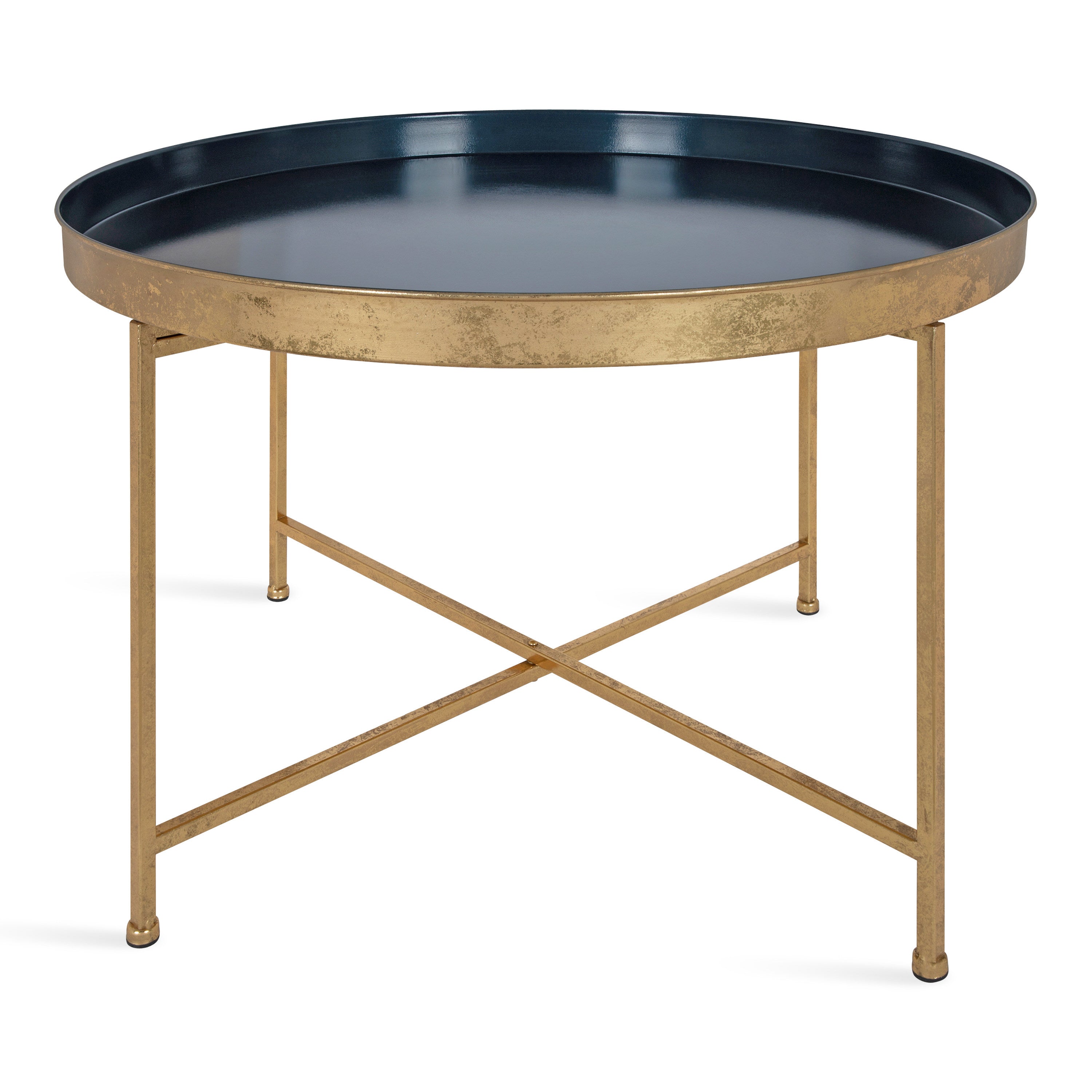 Coffee Table Navy Blue Gold 28.25x28.25x19 3