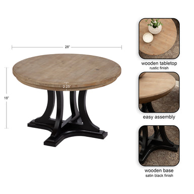 Coffee Table Rustic Brown Black 28x28x18 2