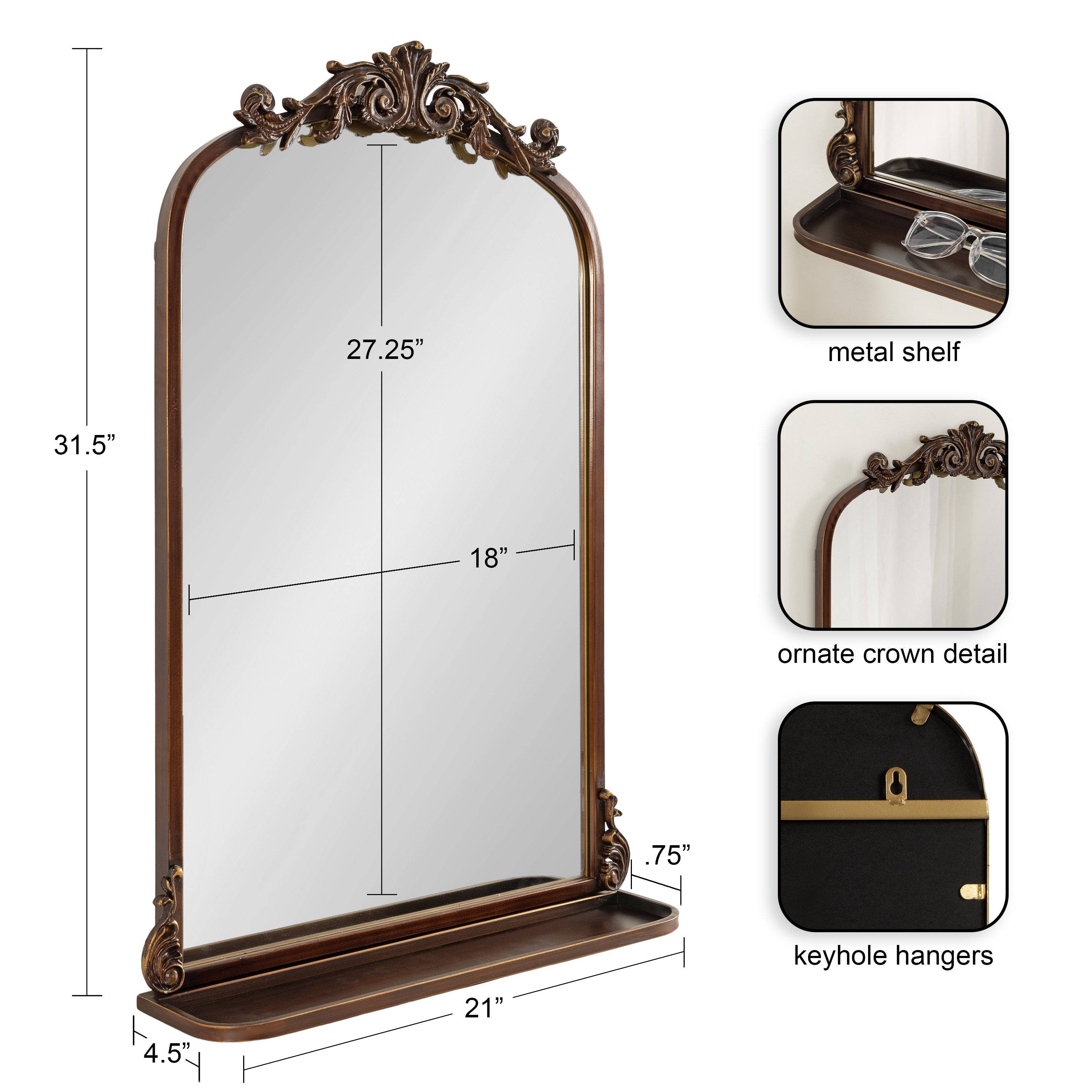 Functional Mirror Bronze 21x32 2