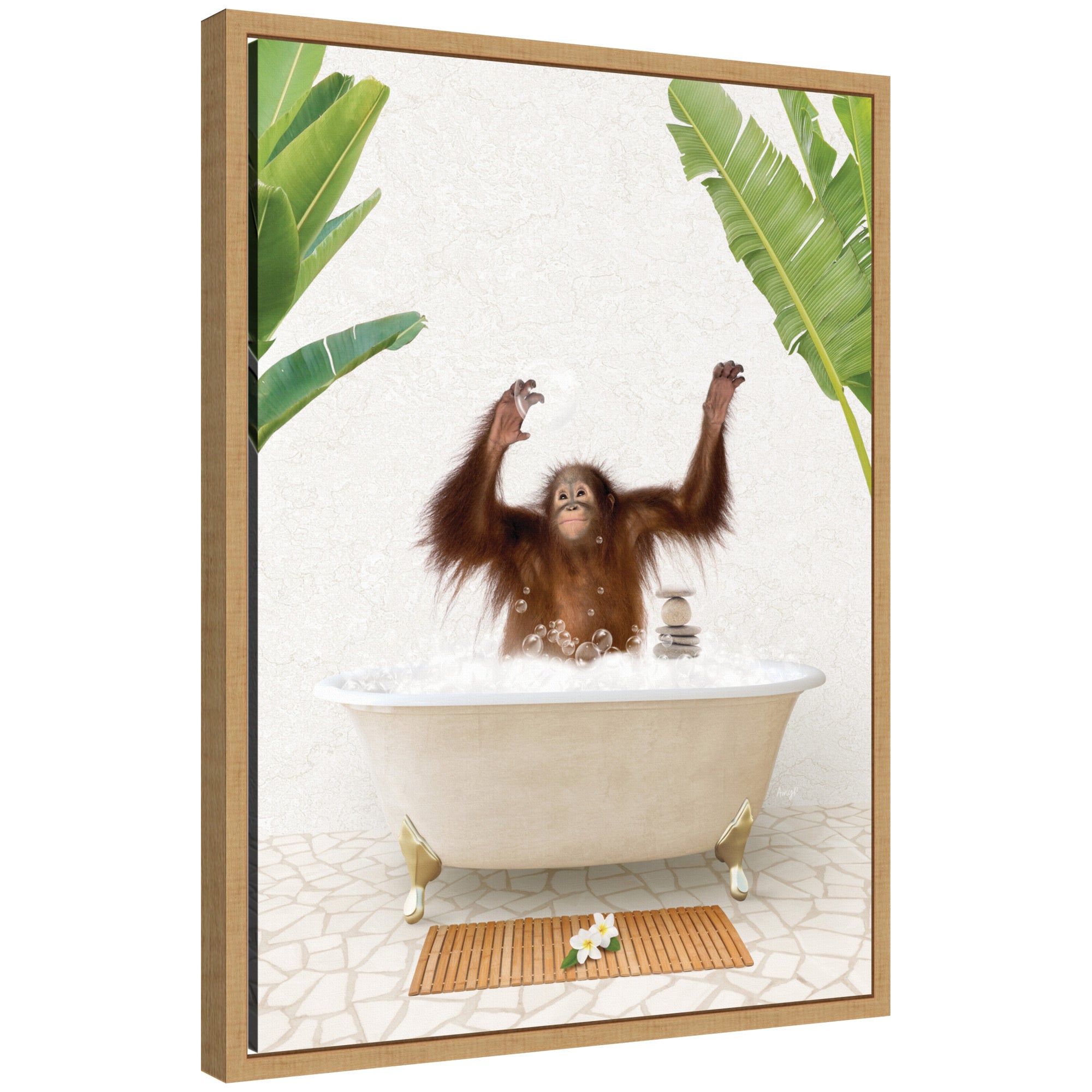Sylvie Orangutan in Bali Bathtub Framed Canvas by Amy Peterson
