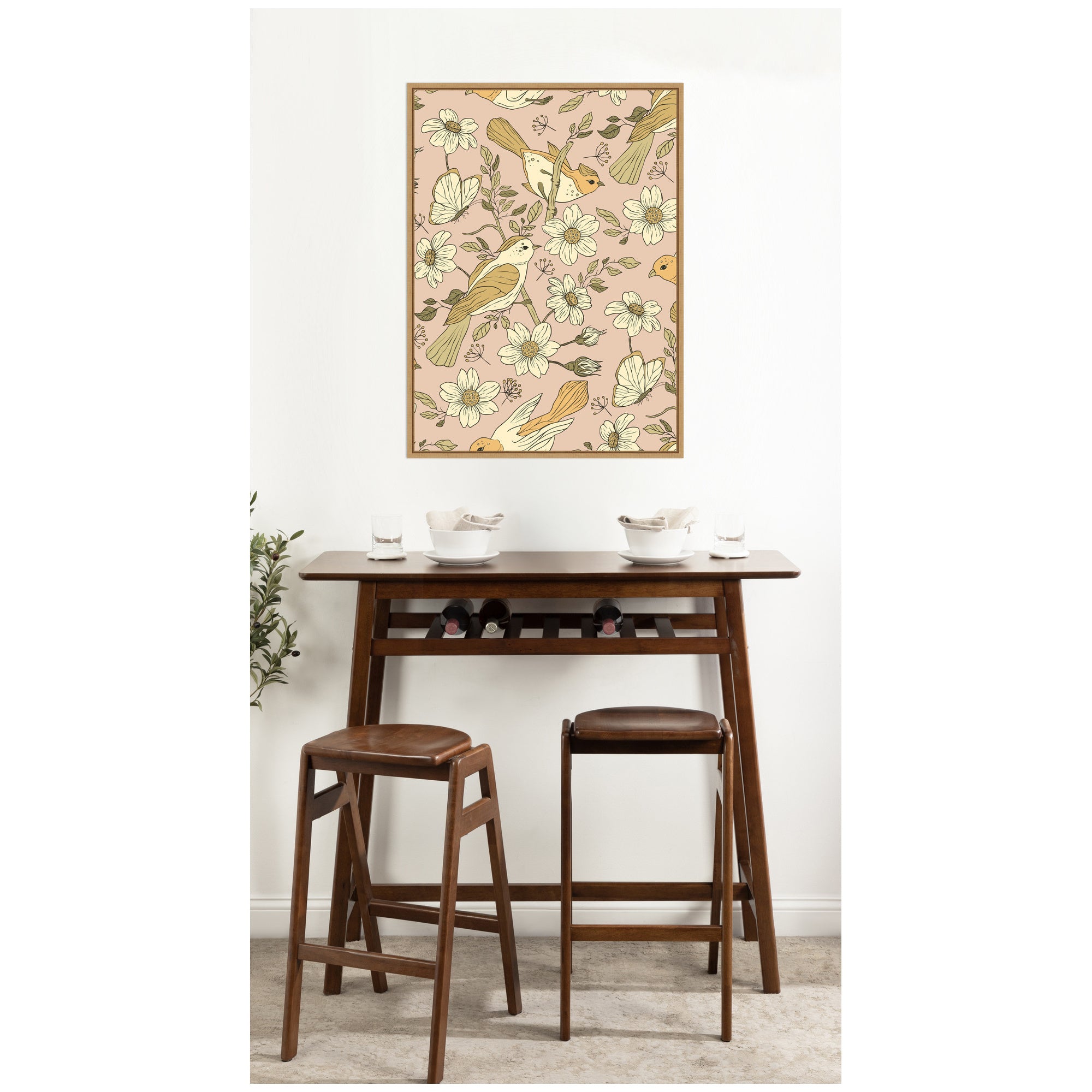 Sparrows by Laura Moss Framed Canvas Wall Art Print