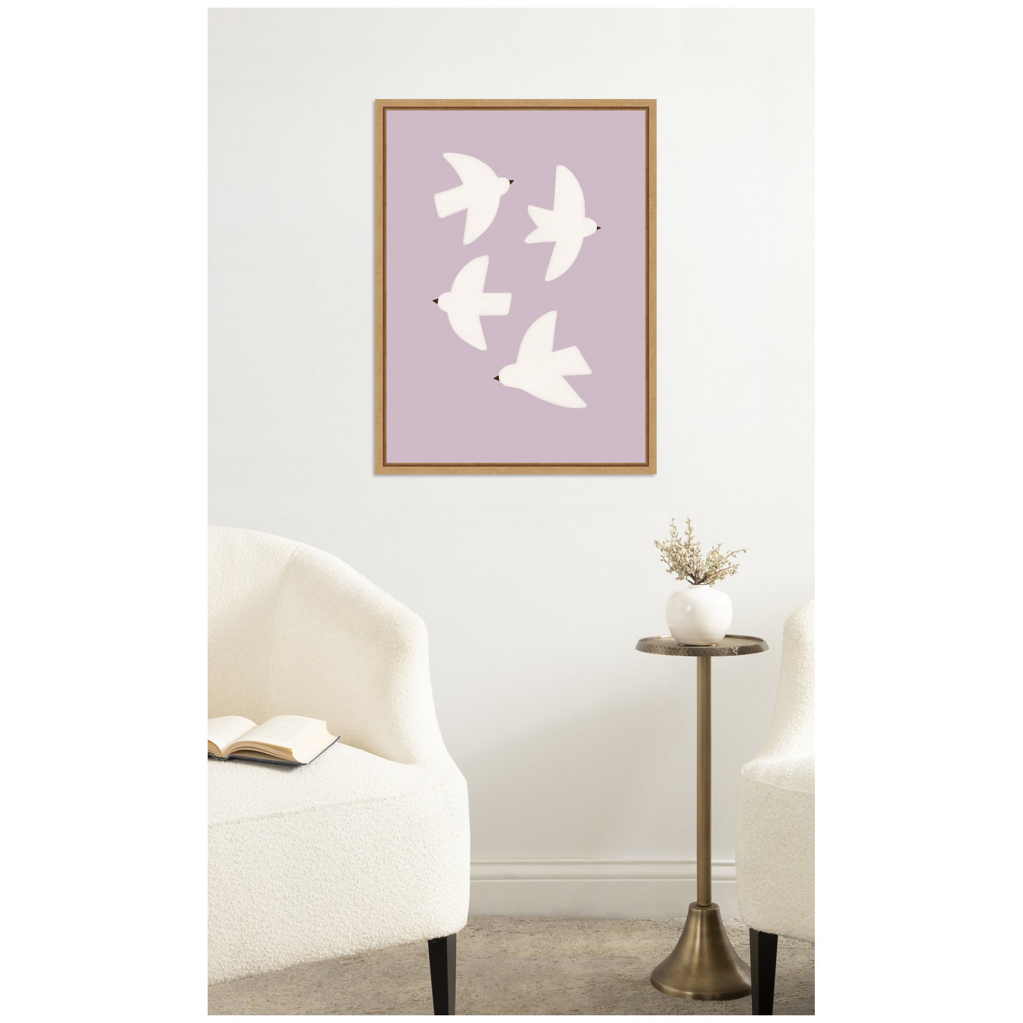 Minimalist Birds Poster 3 Purple by Laura Moss Framed Canvas Wall Art Print
