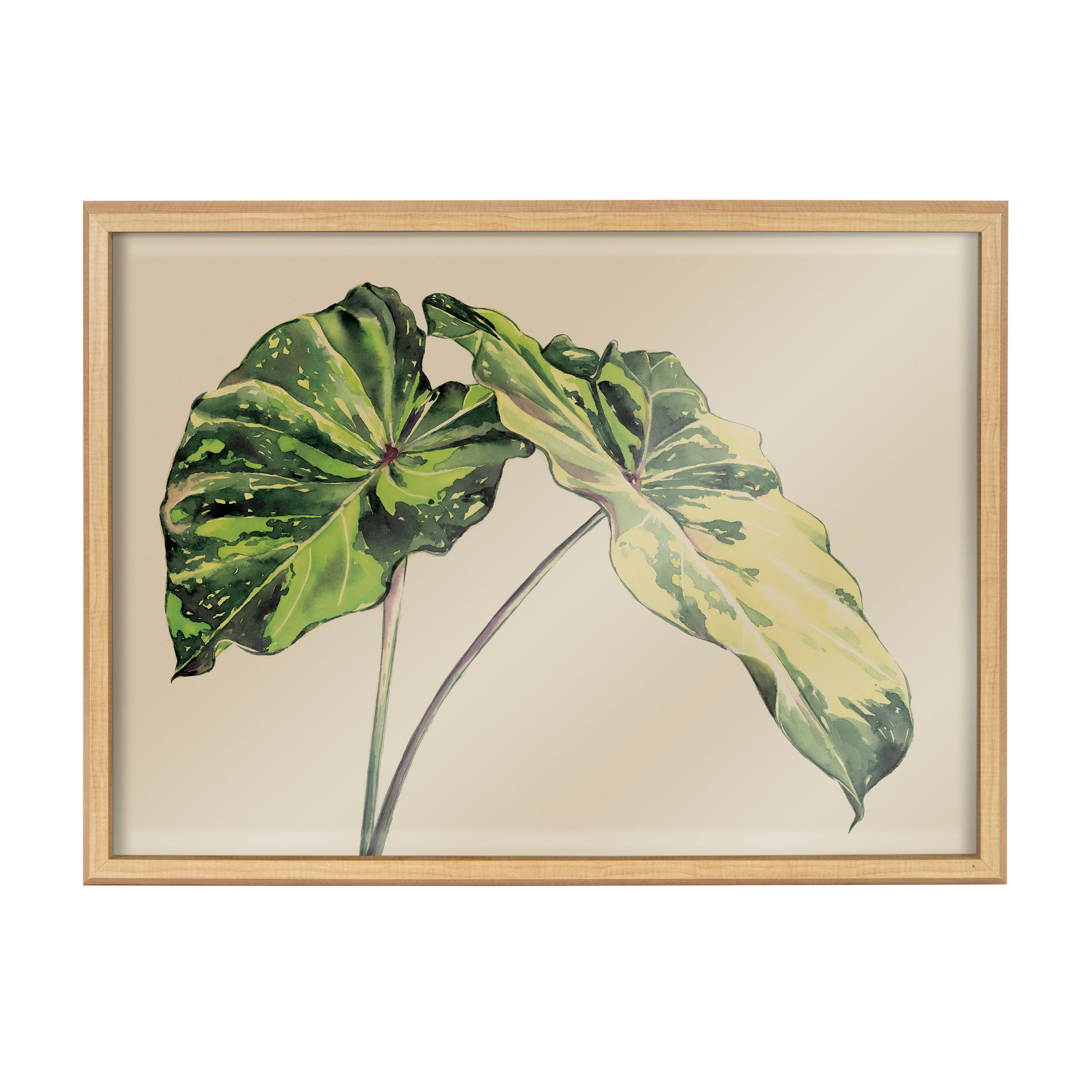 Blake Spotted Leaves Neutral Framed Printed Glass by Emily Marie Watercolors
