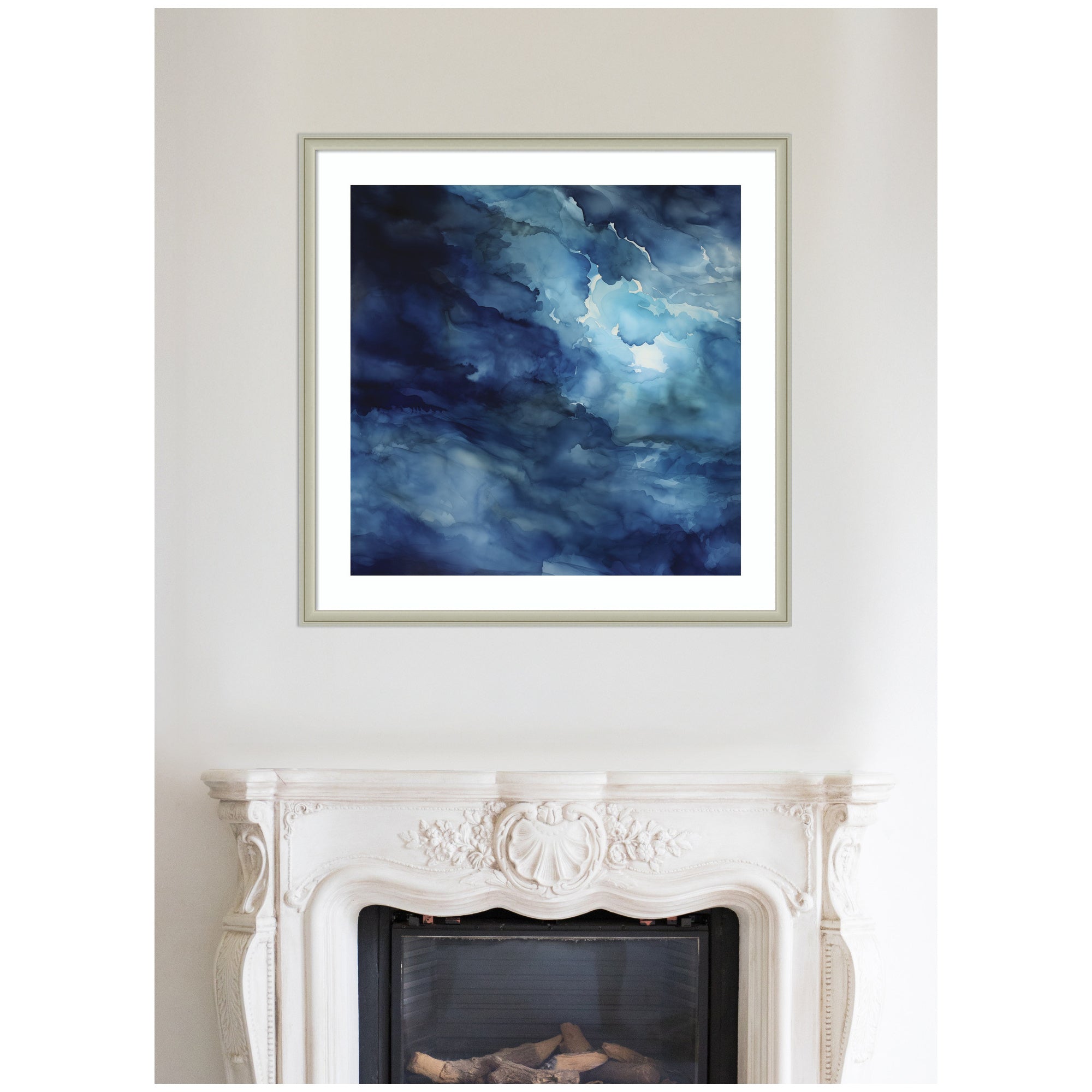 Framed Art Rich Blue Watery Abstract by The Creative Bunch Studio