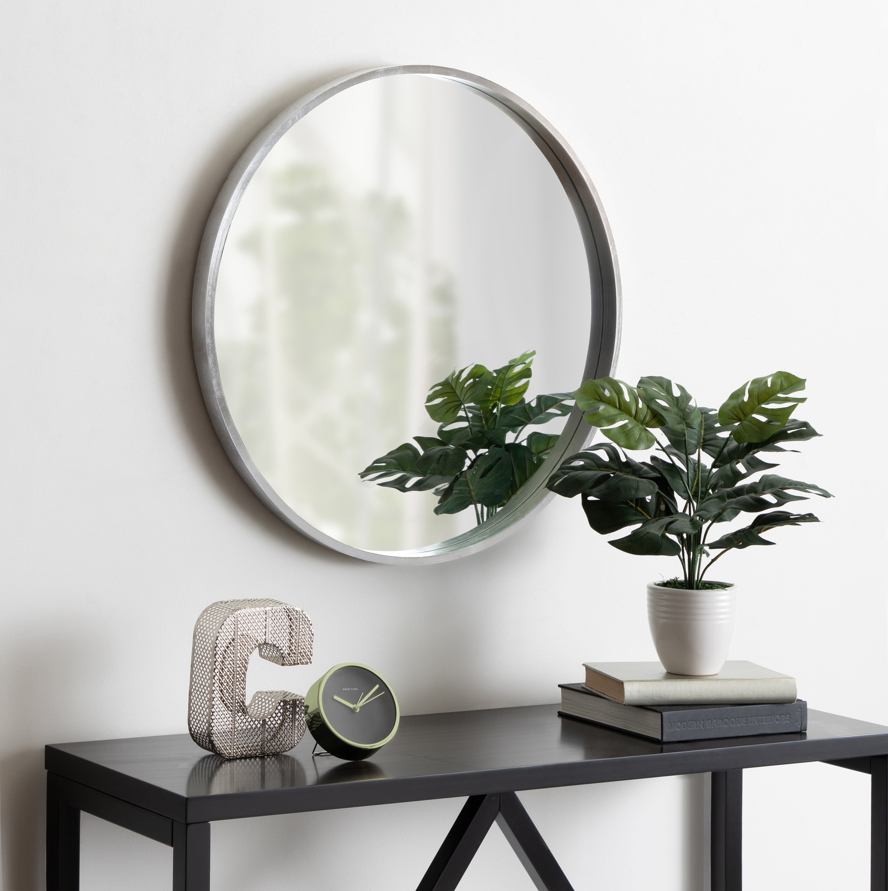 Round Mirror Silver 25.6" Diameter 7