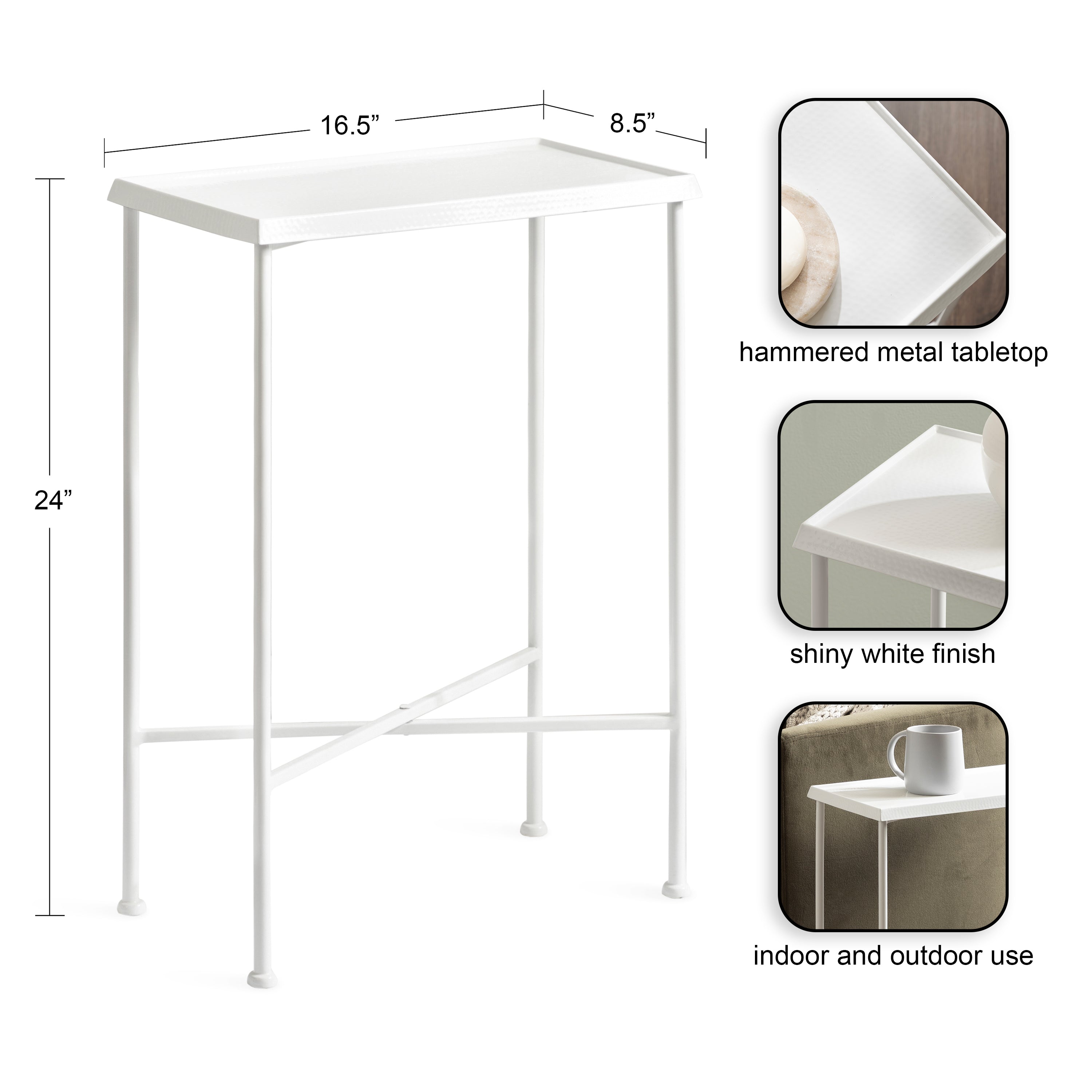 Side Table White 17x9x24 2