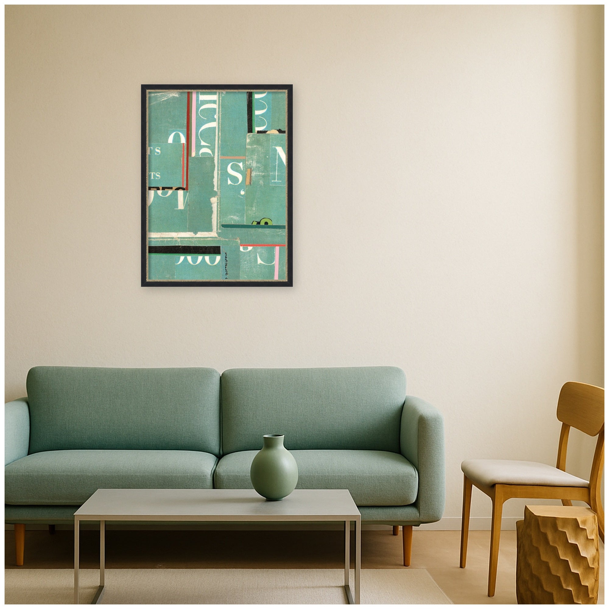 Typography Green by Felicia Dadak Framed Mounted Canvas Wall Art Print