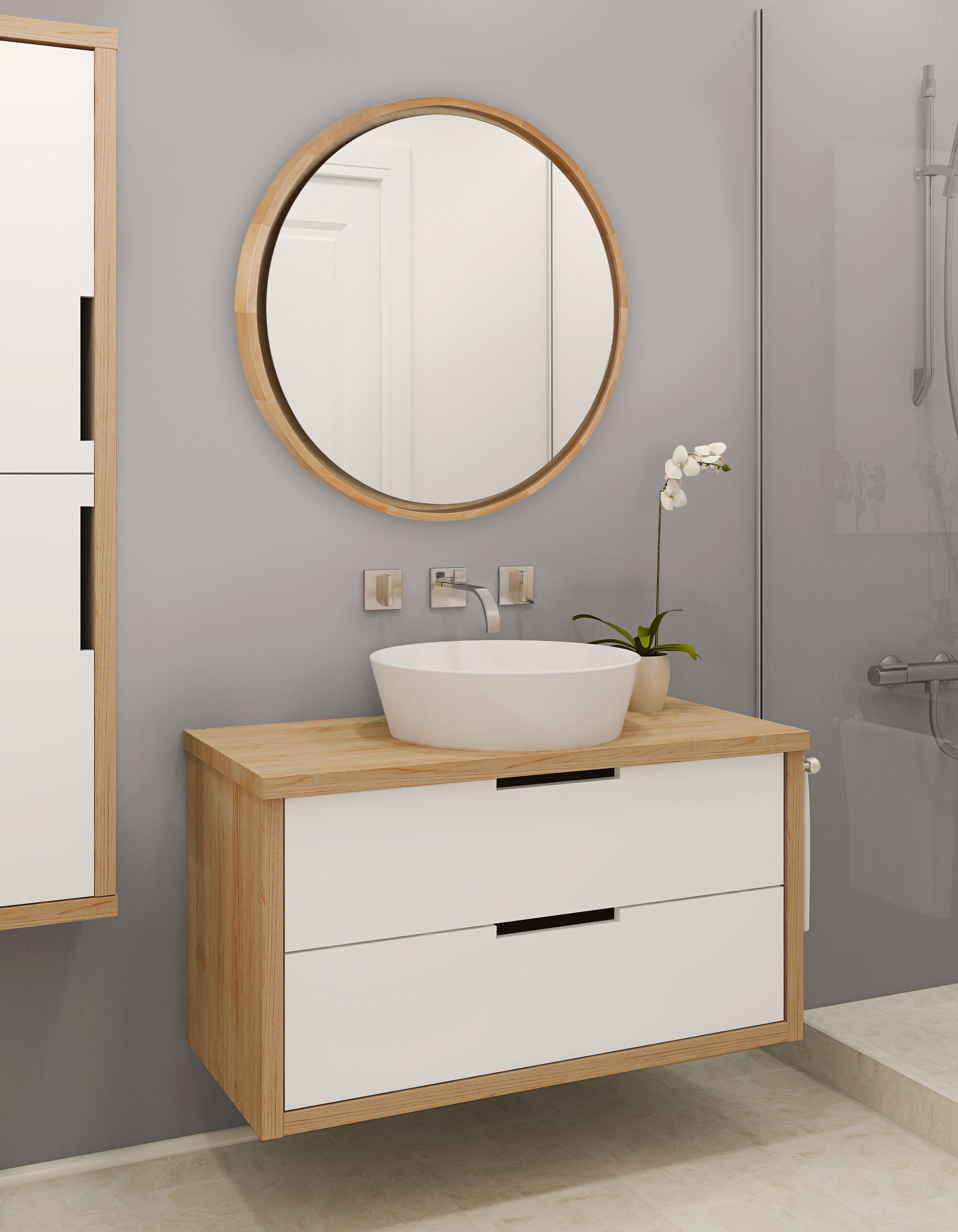 Round Mirror Natural 30" Diameter 7