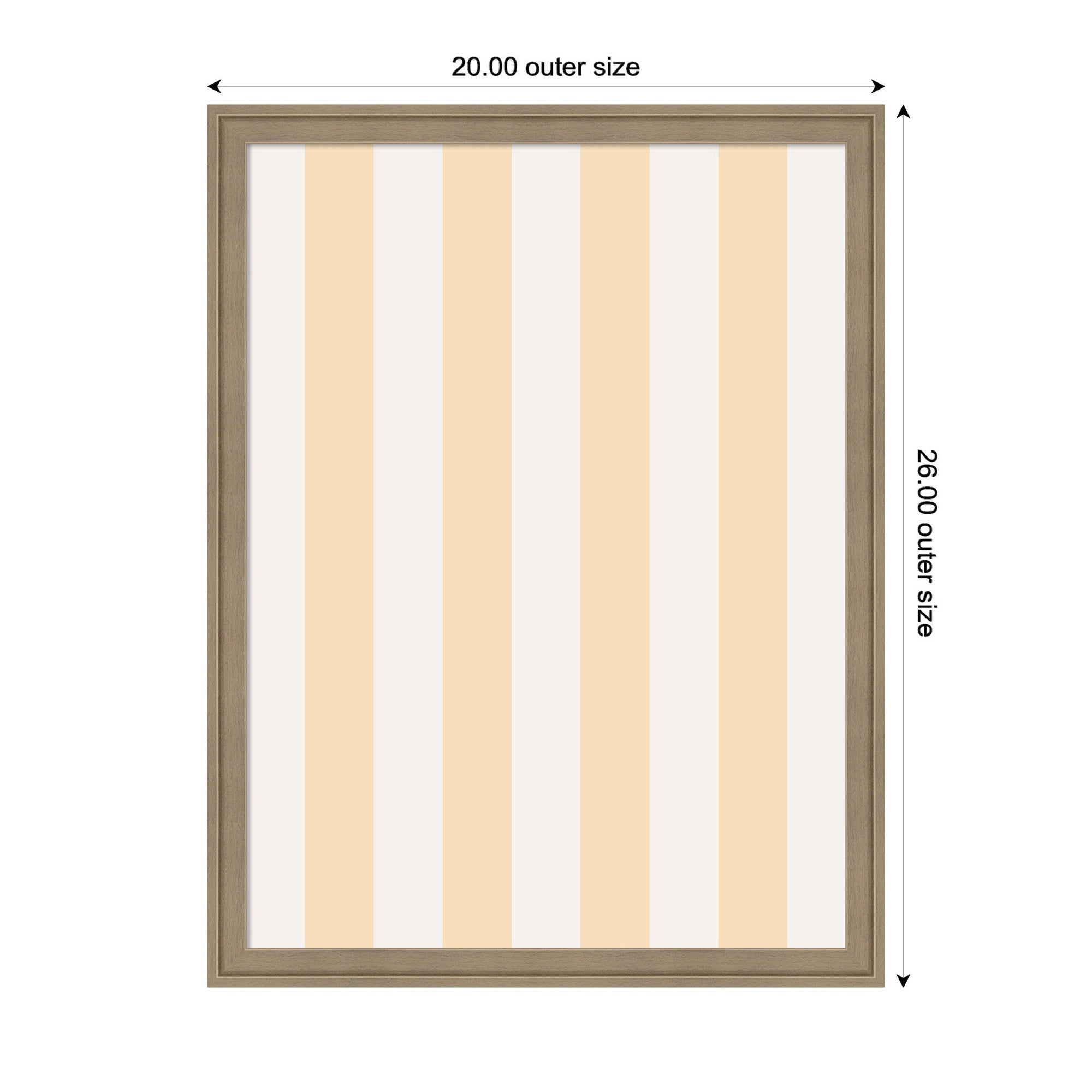 Framed Fabric Pinboard Wide Stripes Yellow Wall Organization