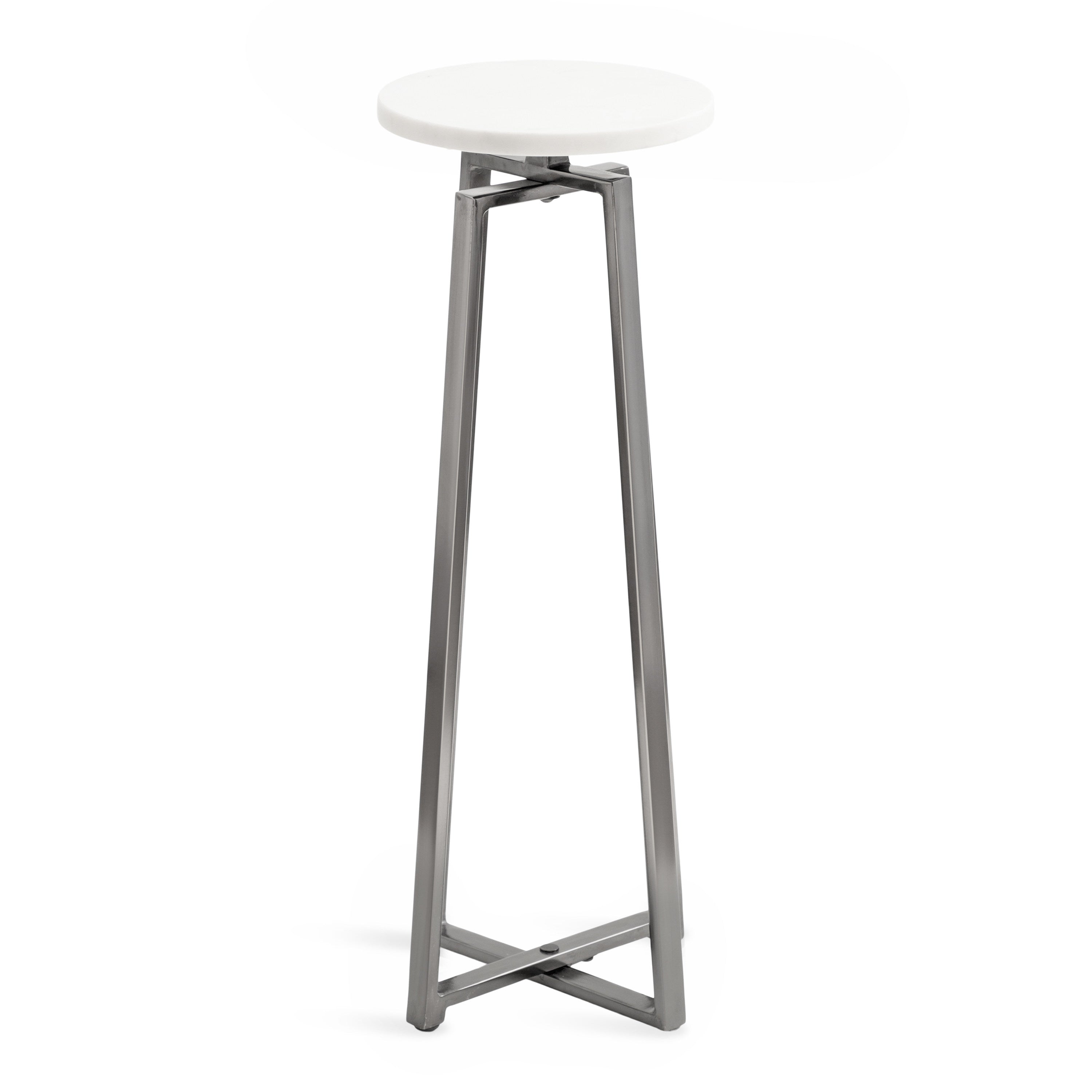 Drink Table White Pewter 9x9x23 5