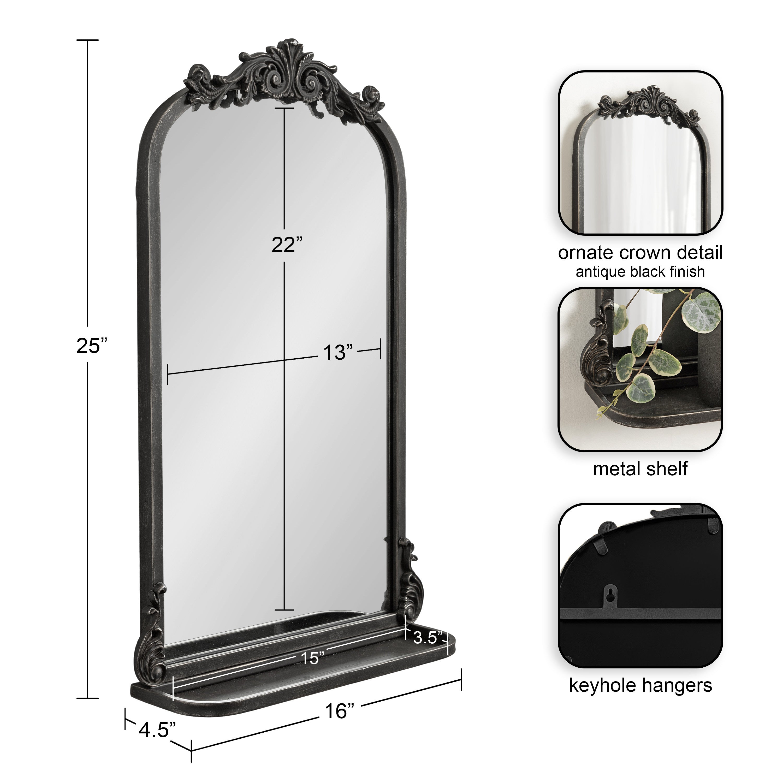 Functional Mirror Black 16x25 2