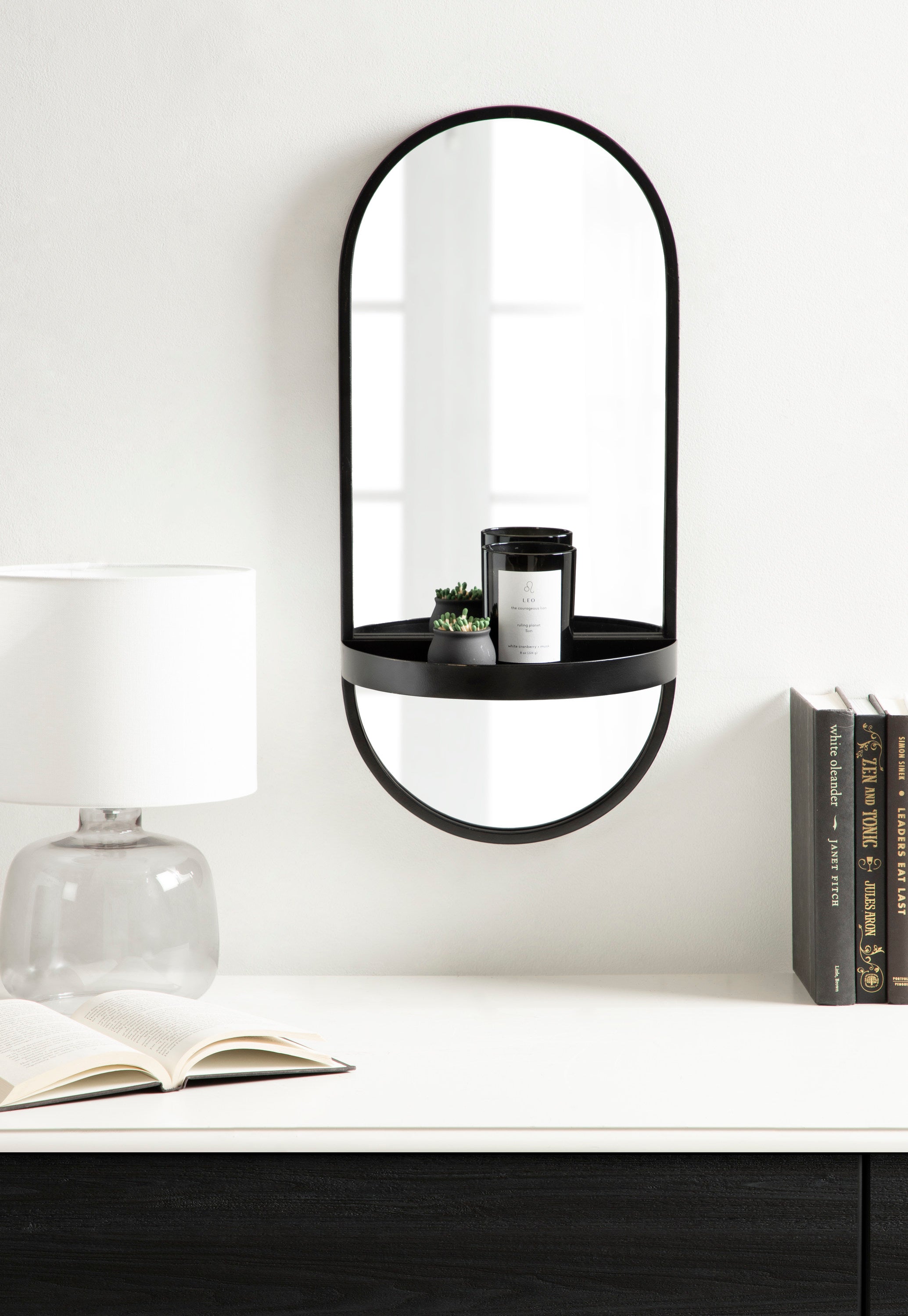 Estero Metal Wall Mirror with Shelf