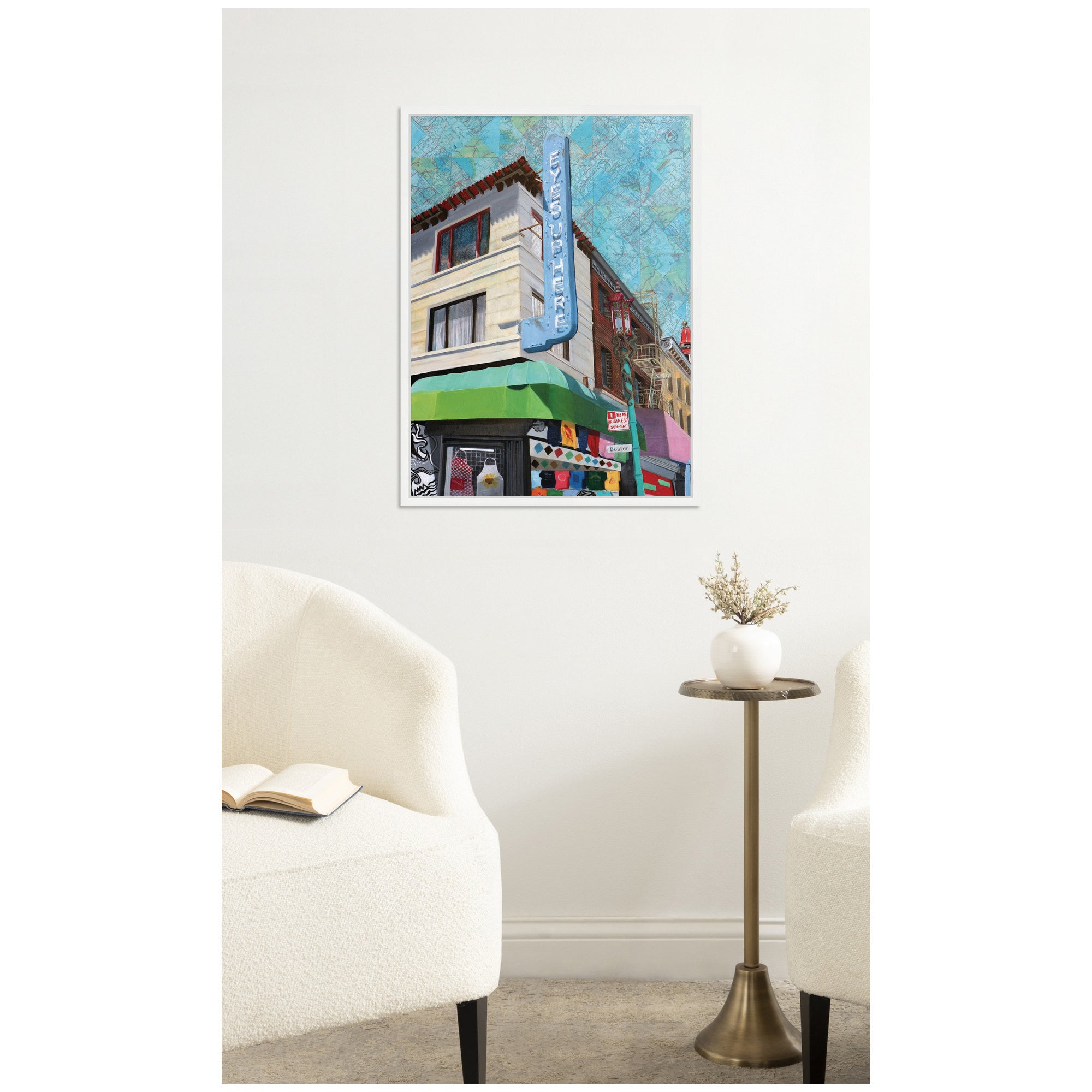 Eyes up Here by Krista V. Allenstein Framed Canvas Wall Art Print