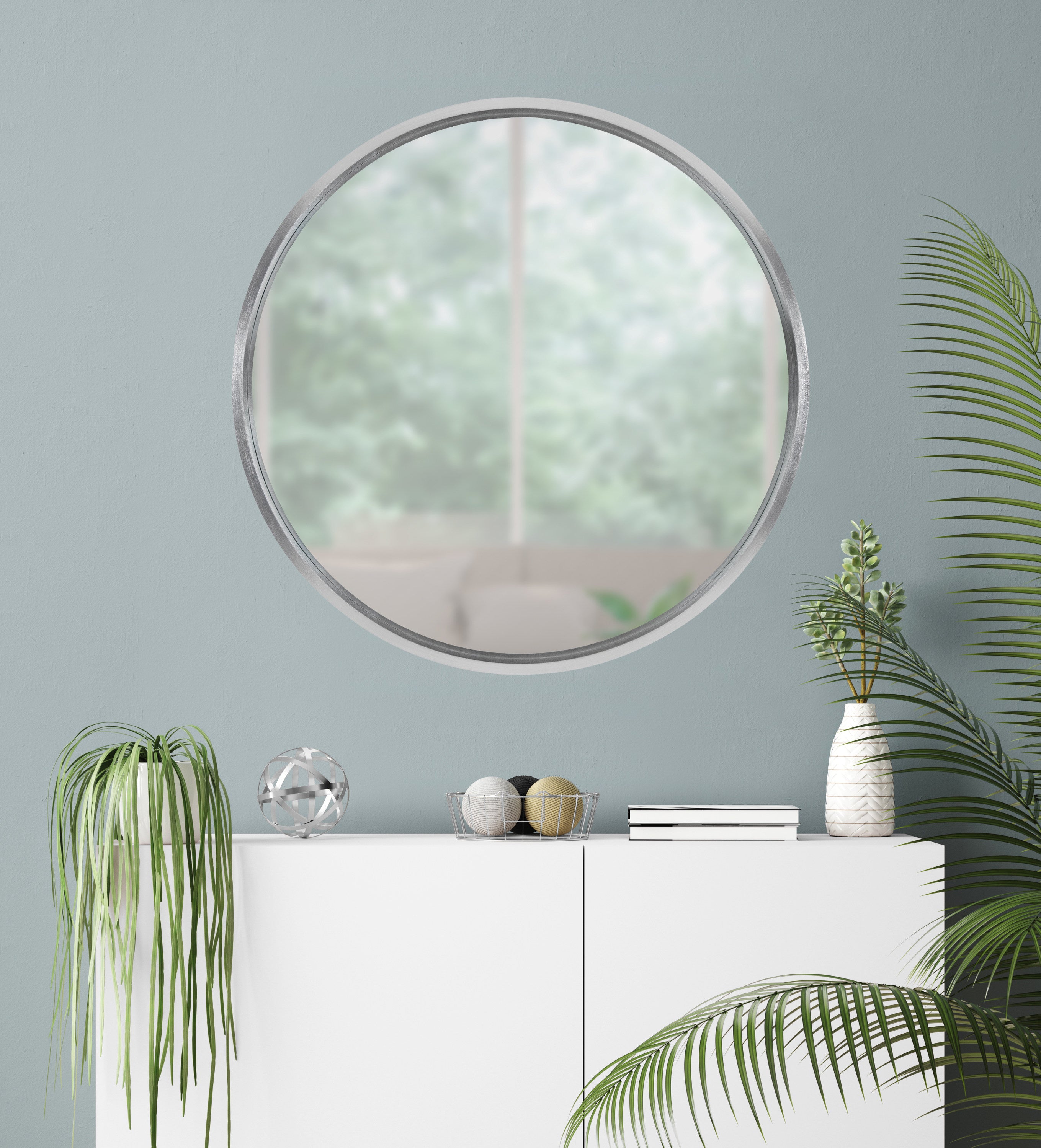 Round Mirror Silver 31.5" Diameter 7