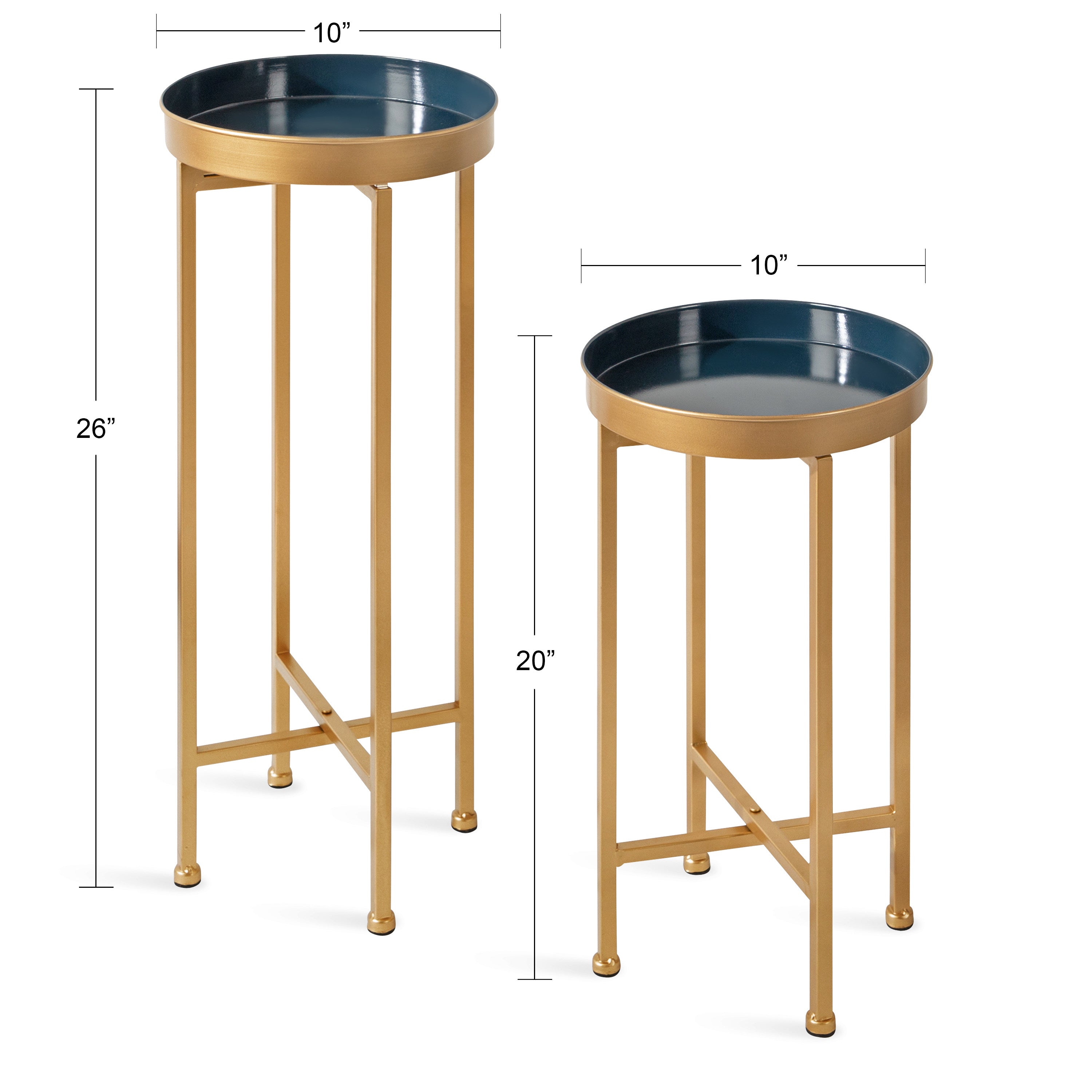Nesting Table Navy Blue Gold 2 Piece 2