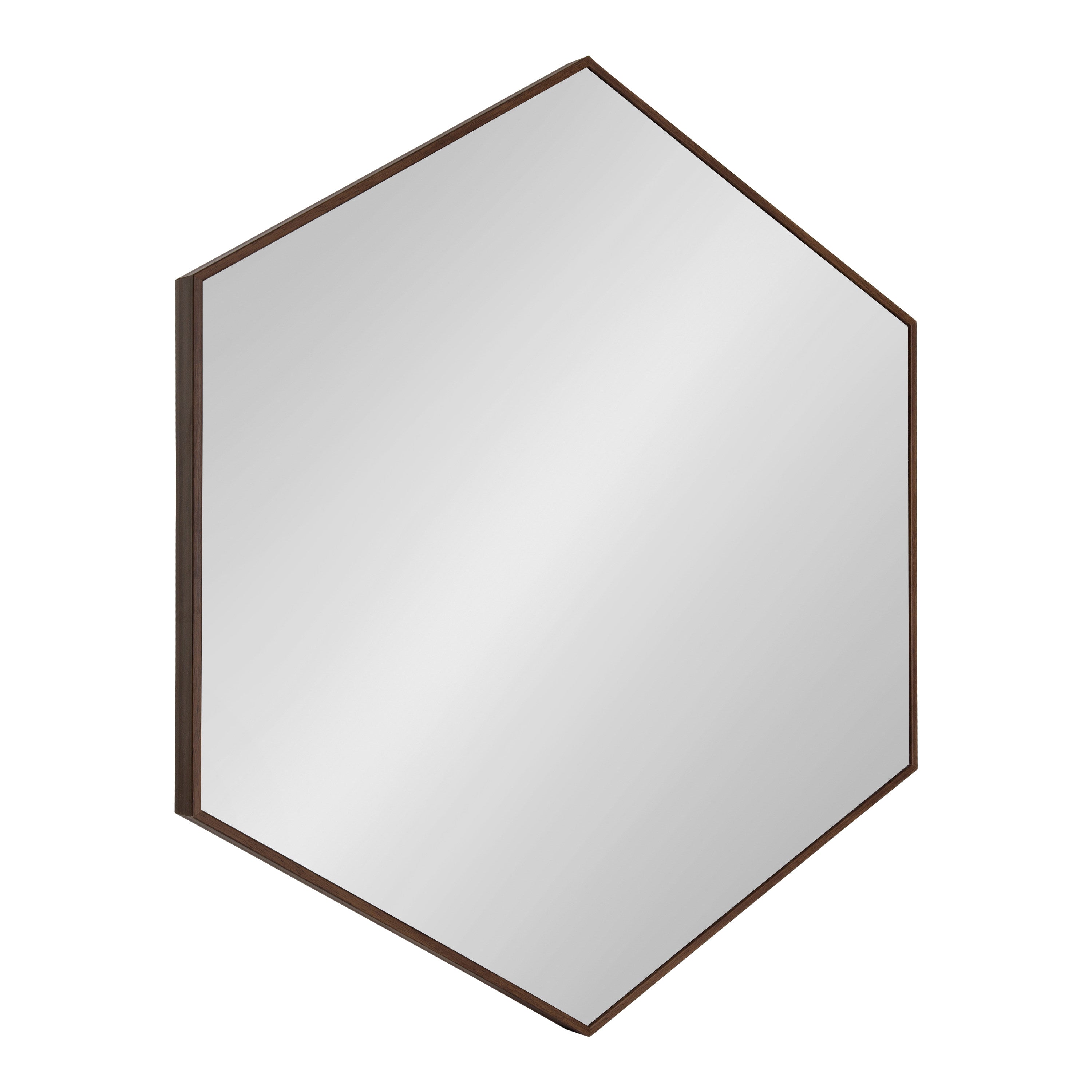 Hexagon Mirror Walnut Brown 30x30 1