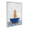 Sylvie Alpaca In Eclectic Blue Bath Framed Canvas by Amy Peterson Art Studio