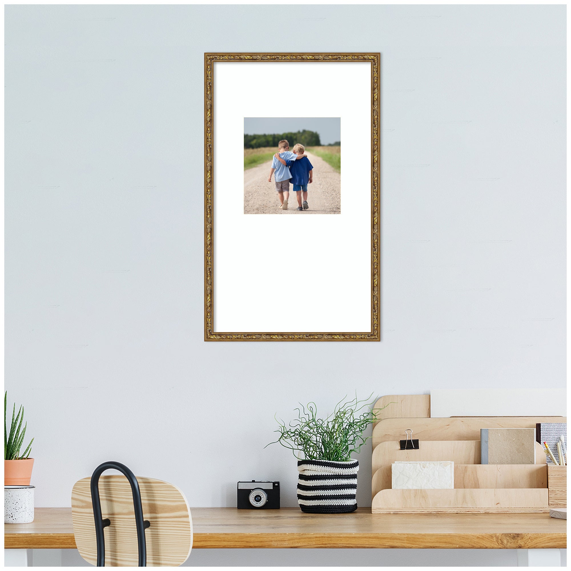 Wall Frame Belvedere Bronze 13x22 matted to 8x8 6