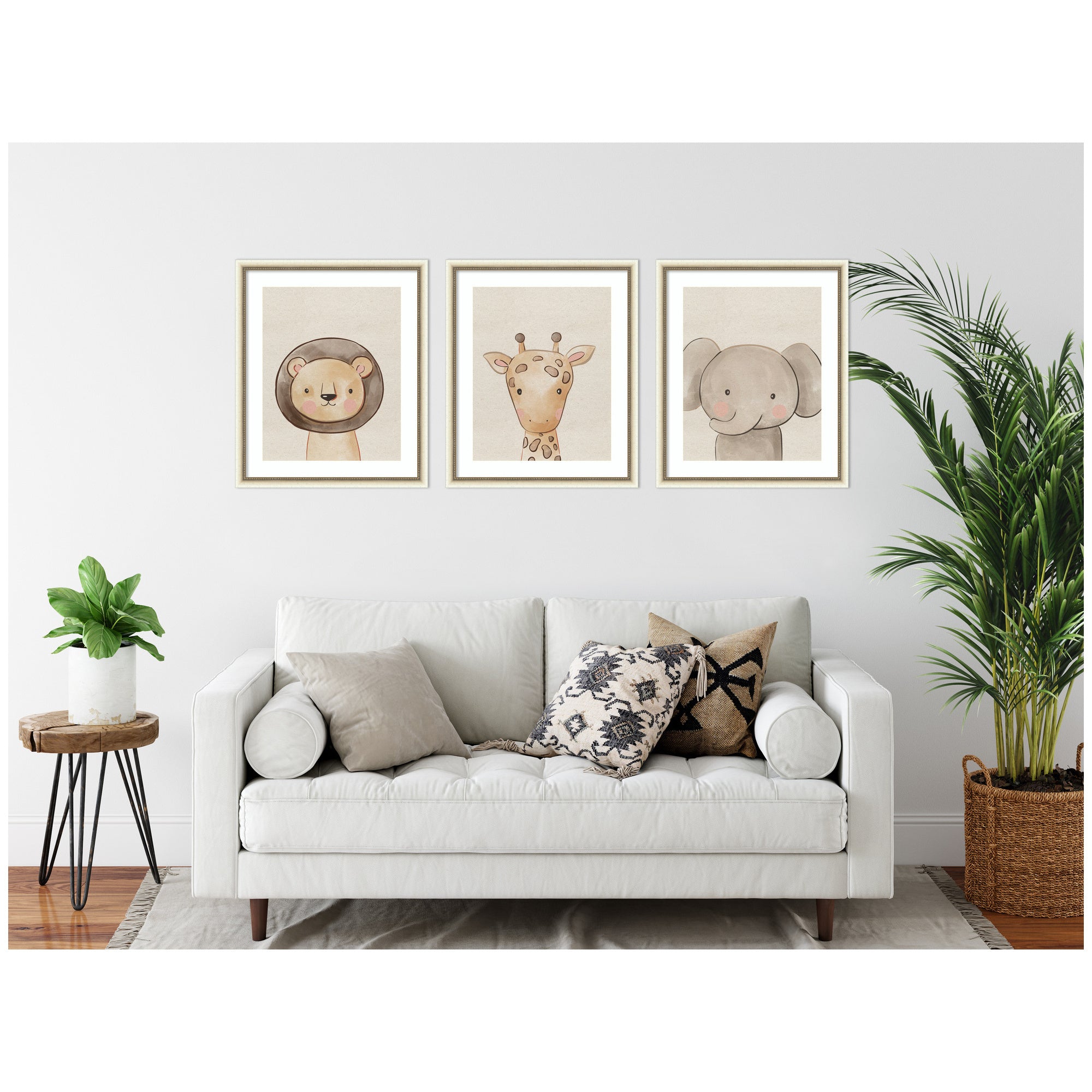 Baby Animal Portrait 3 Piece Framed Wall Art Print Set by The Creative Bunch Studio
