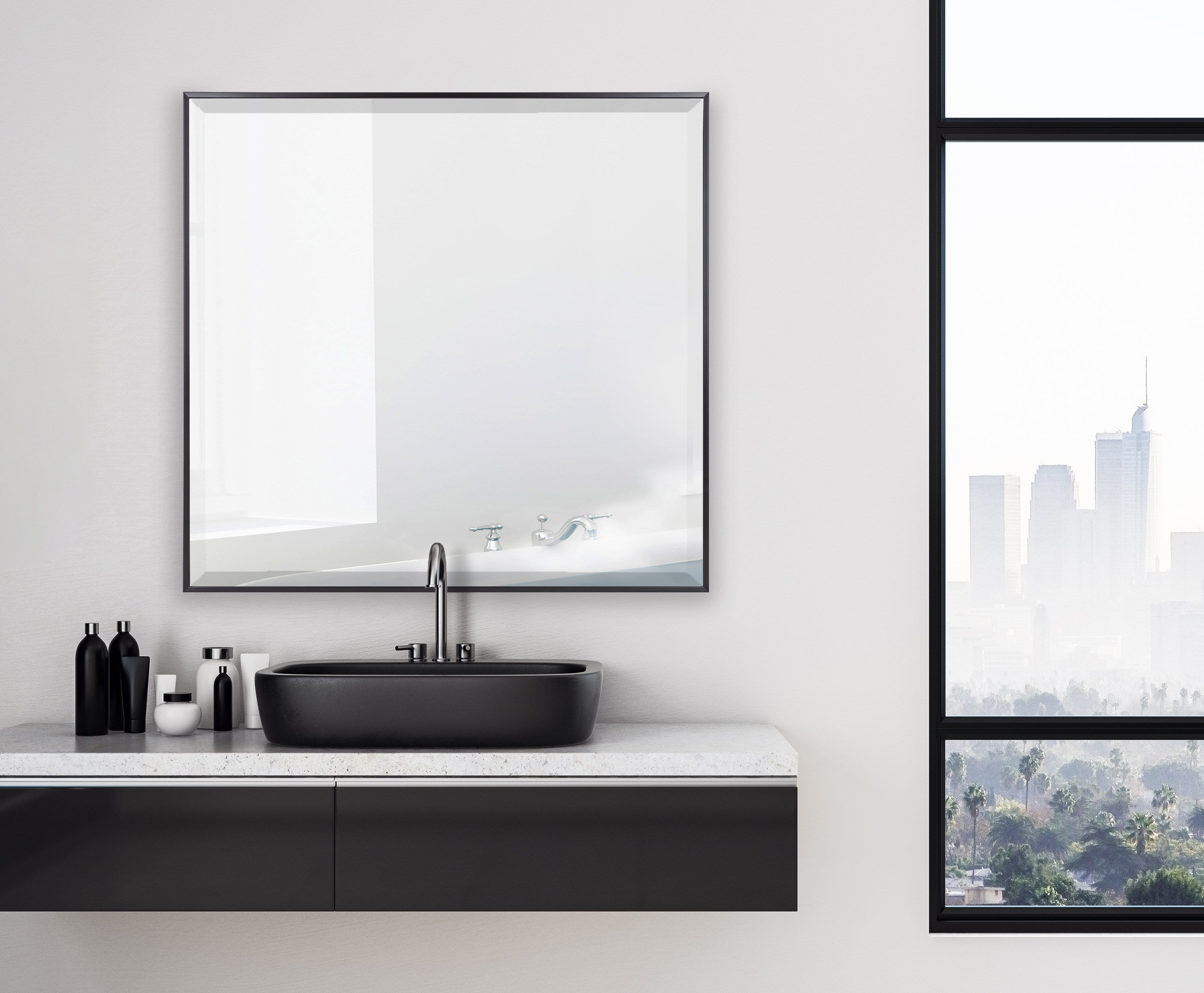 Square Mirror Black 28.75x28.75 7