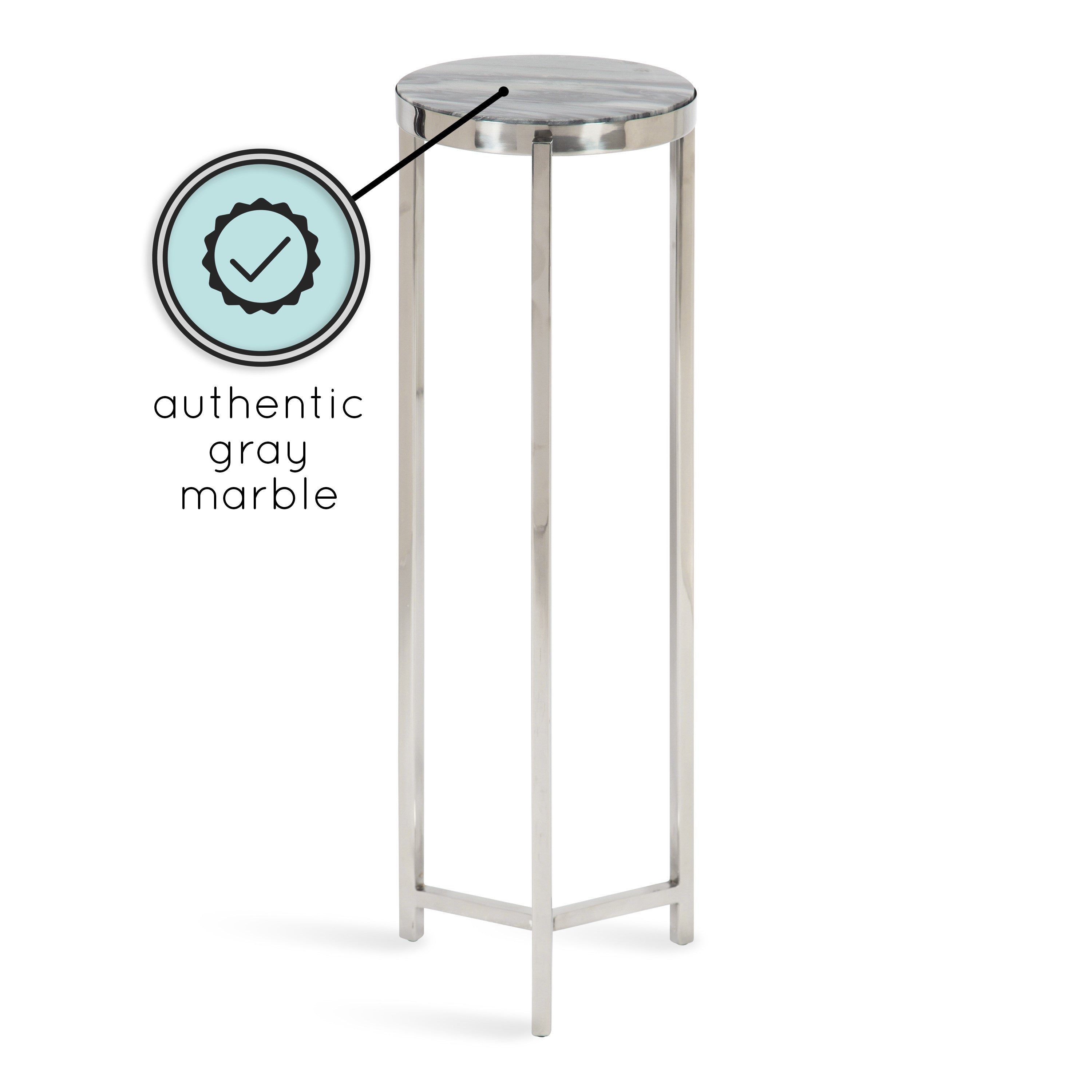 Drink Table Gray Silver 9x9x23 3