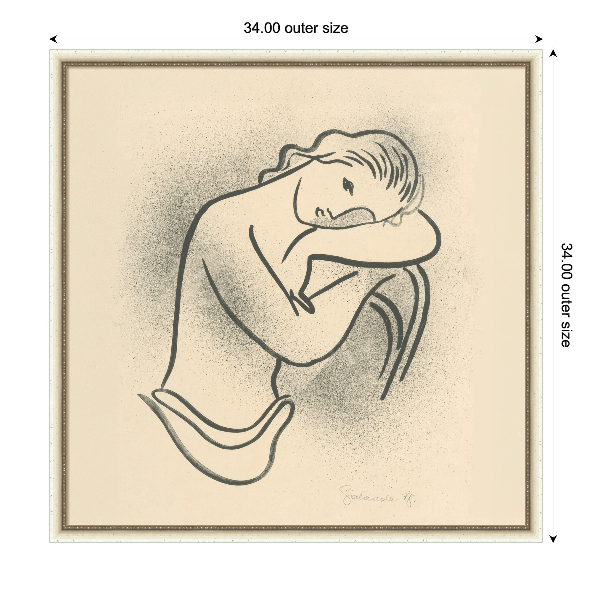 Mounted Canvas 34x34 Belmont Distress White 2