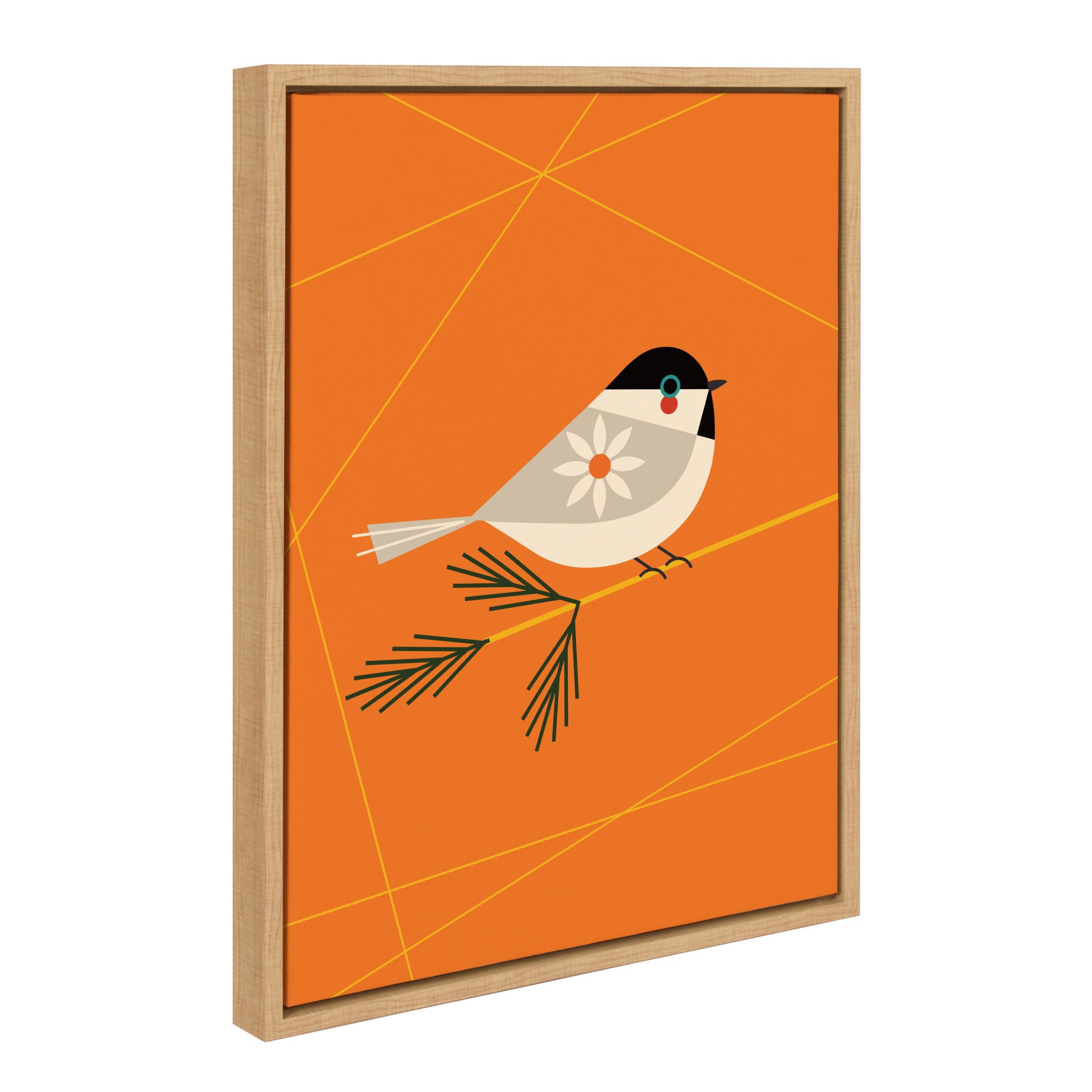 Sylvie Black-Capped Chickadee Framed Canvas by Amber Leaders Designs