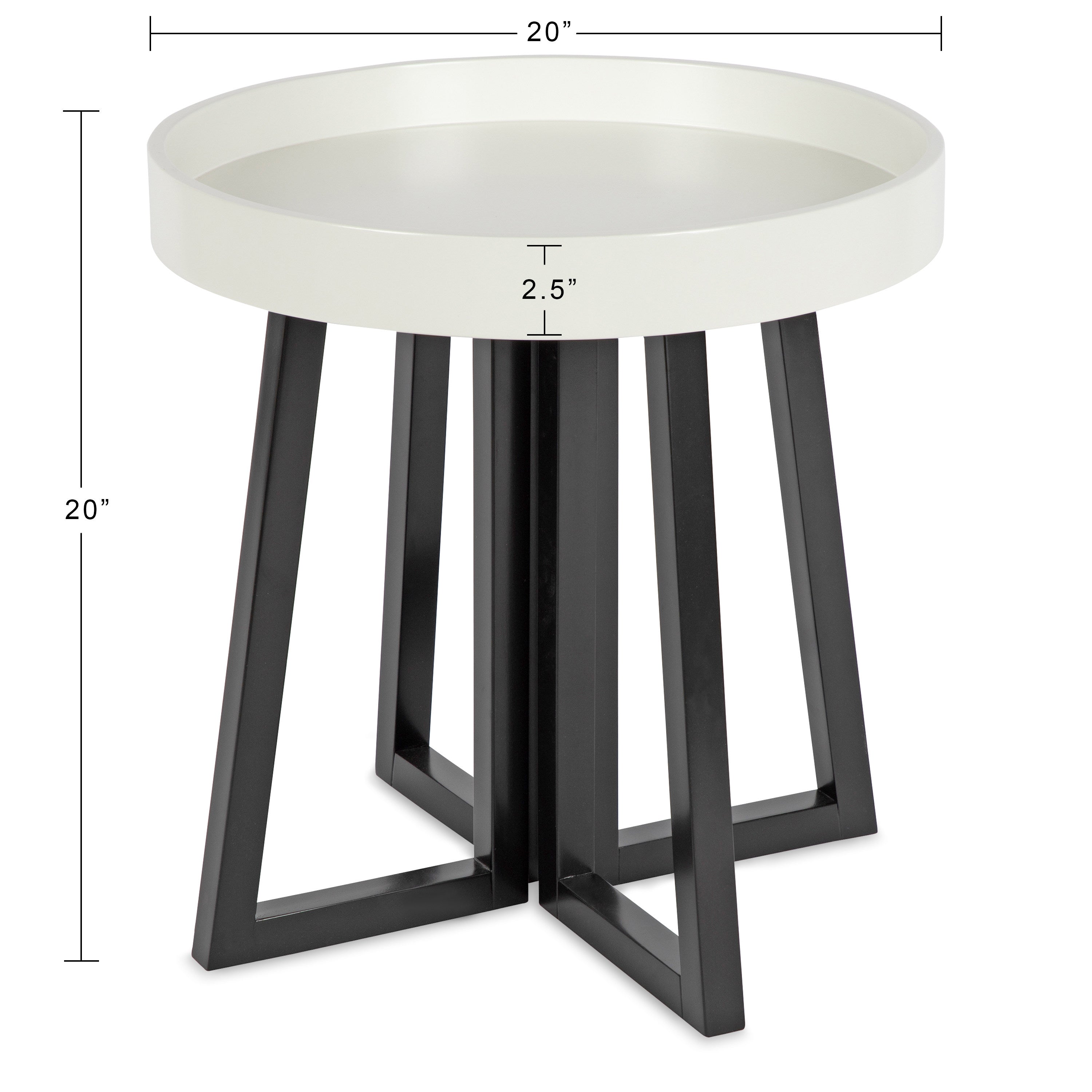 Side Table Black White 20x20x20 2