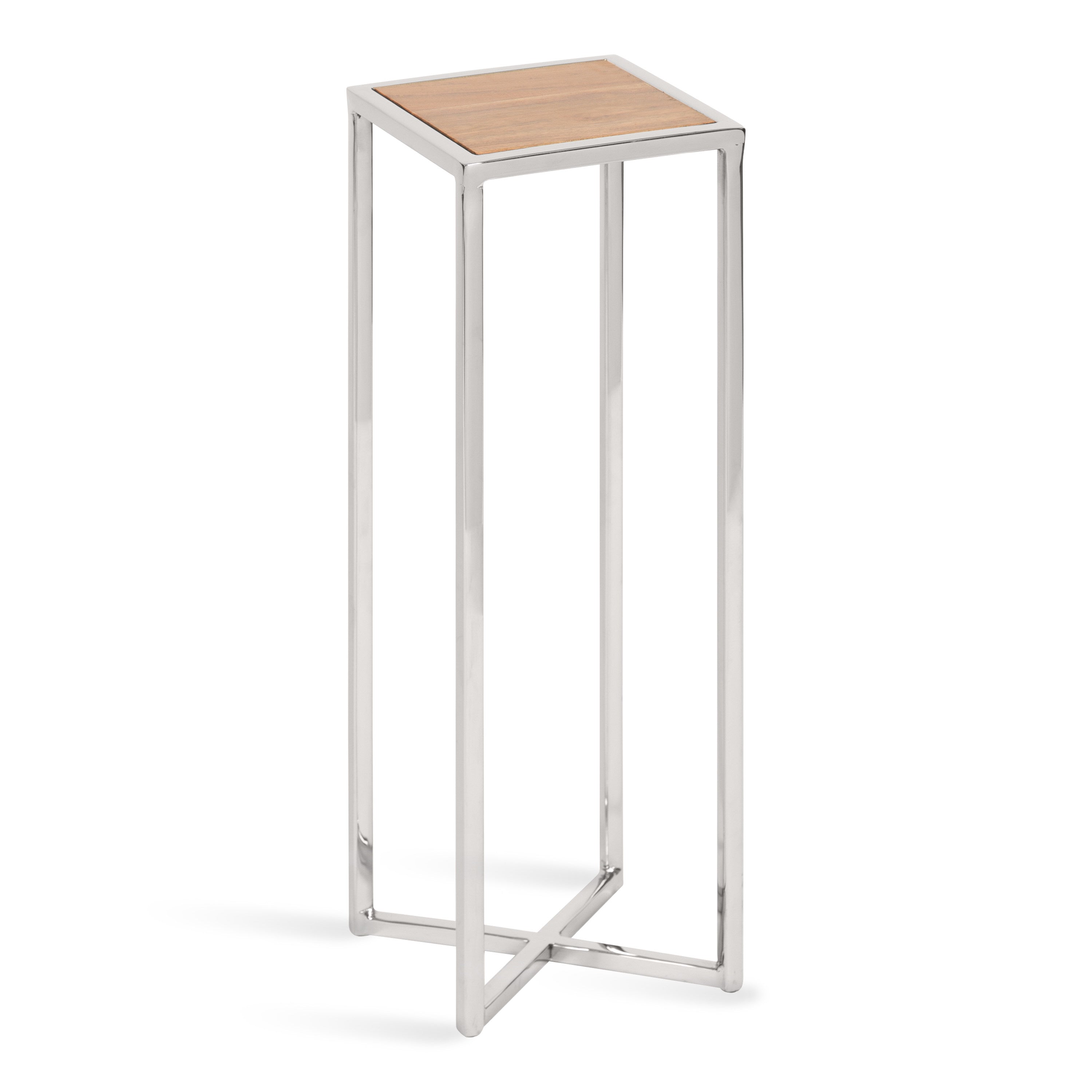 Side Table Rustic Brown Silver 7x7x21 1