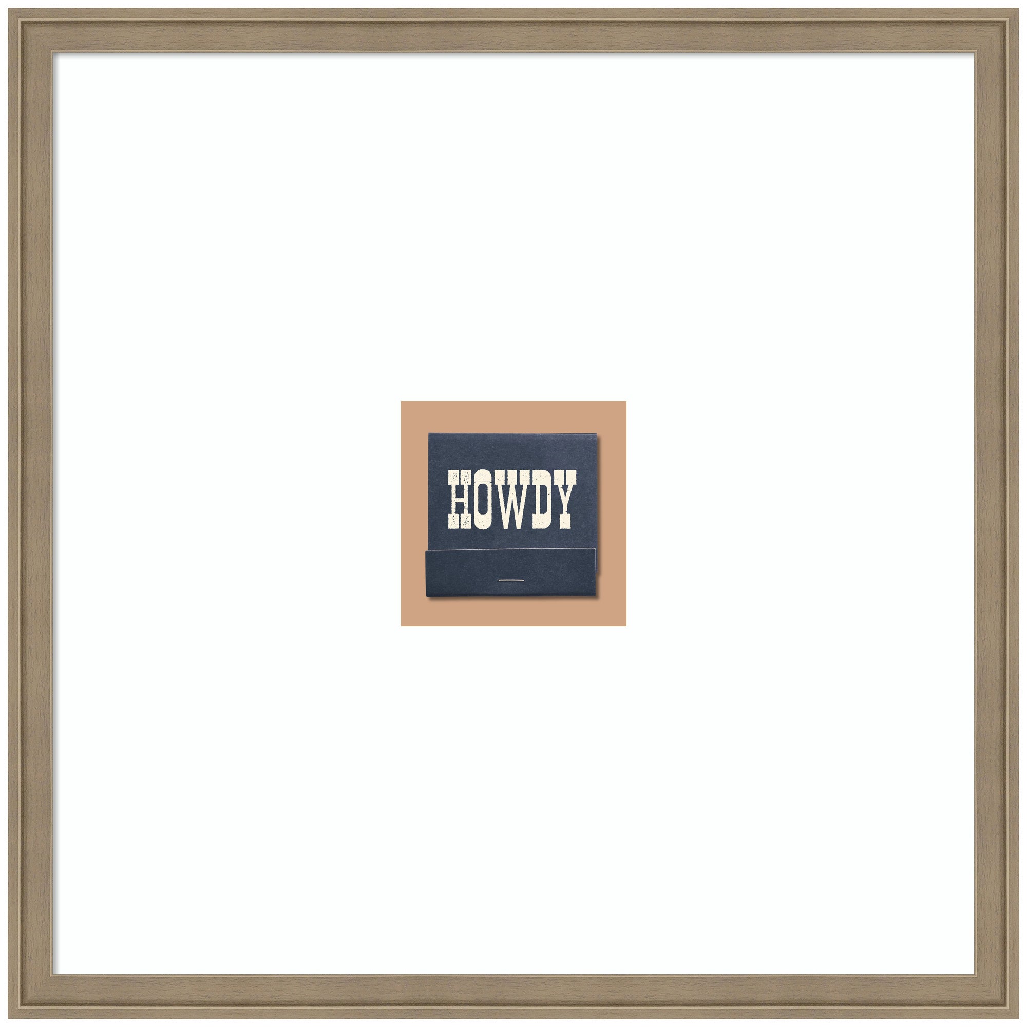 Howdy Matchbook Blue Square by Megan Ryan Framed Wall Art Print