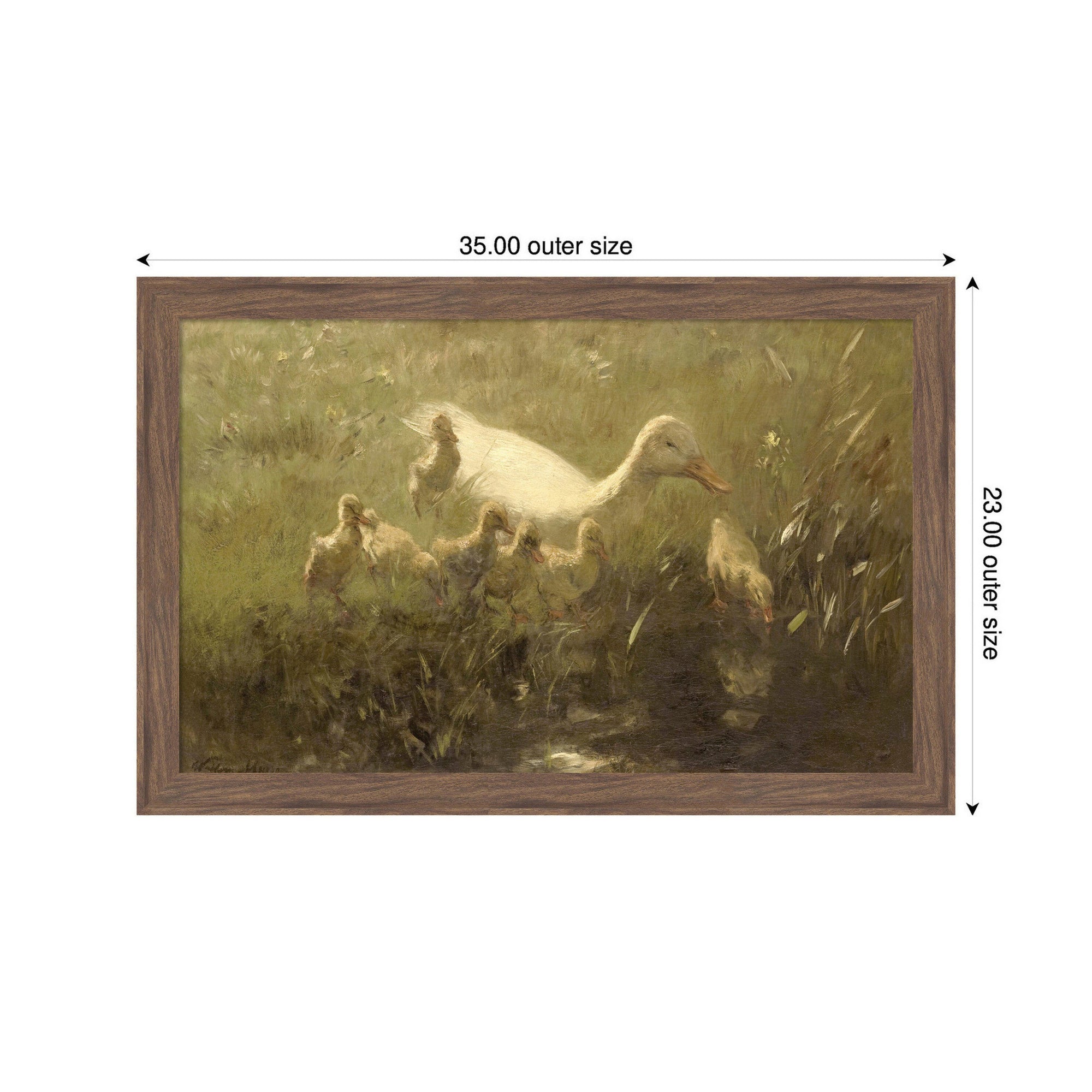 Witte end met kiekens 1910 Willem Maris by Nostalgia Prints Framed Mounted Canvas Wall Art Print