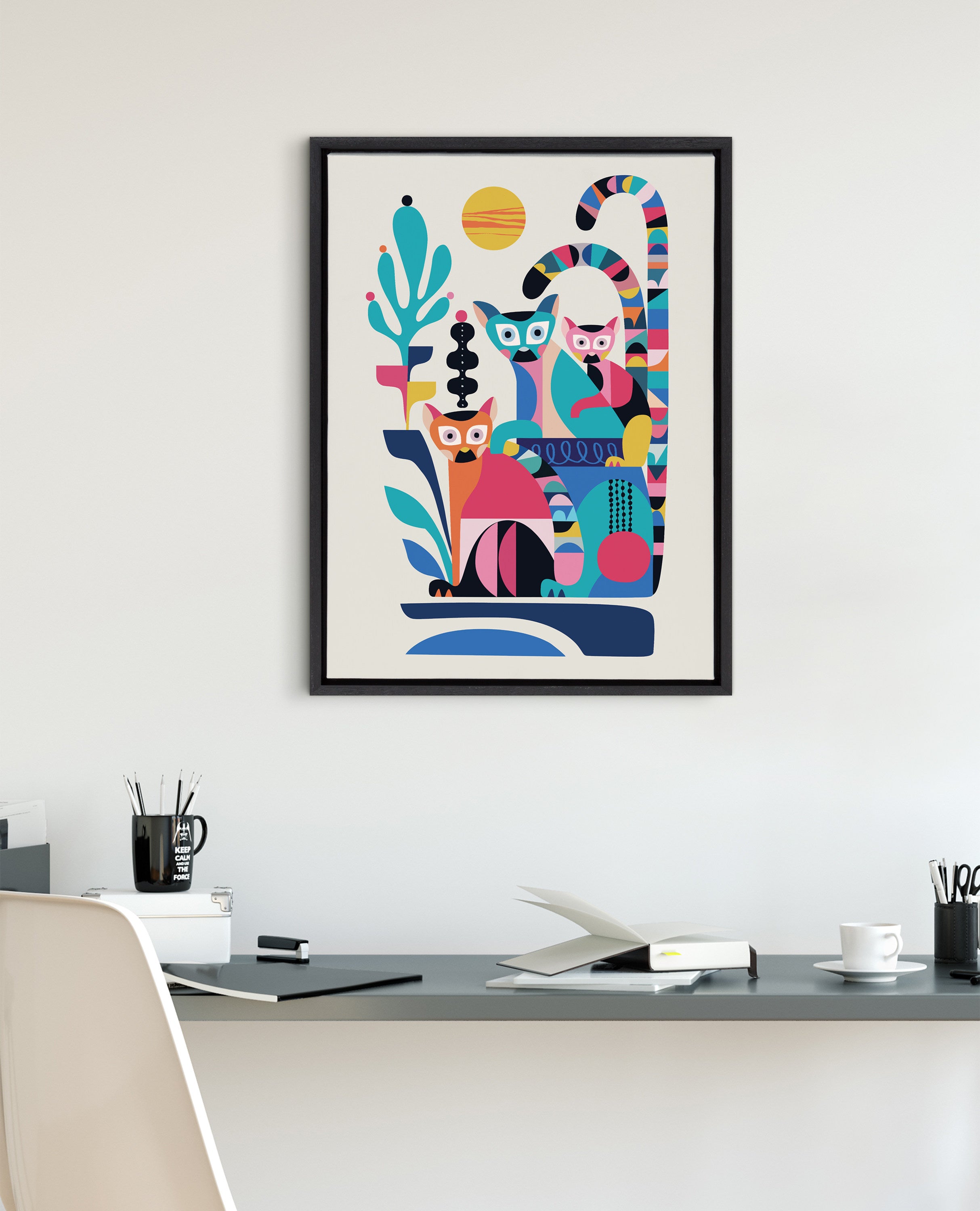 Sylvie Mid Century Modern Lemur Framed Canvas by Rachel Lee of My Dream Wall