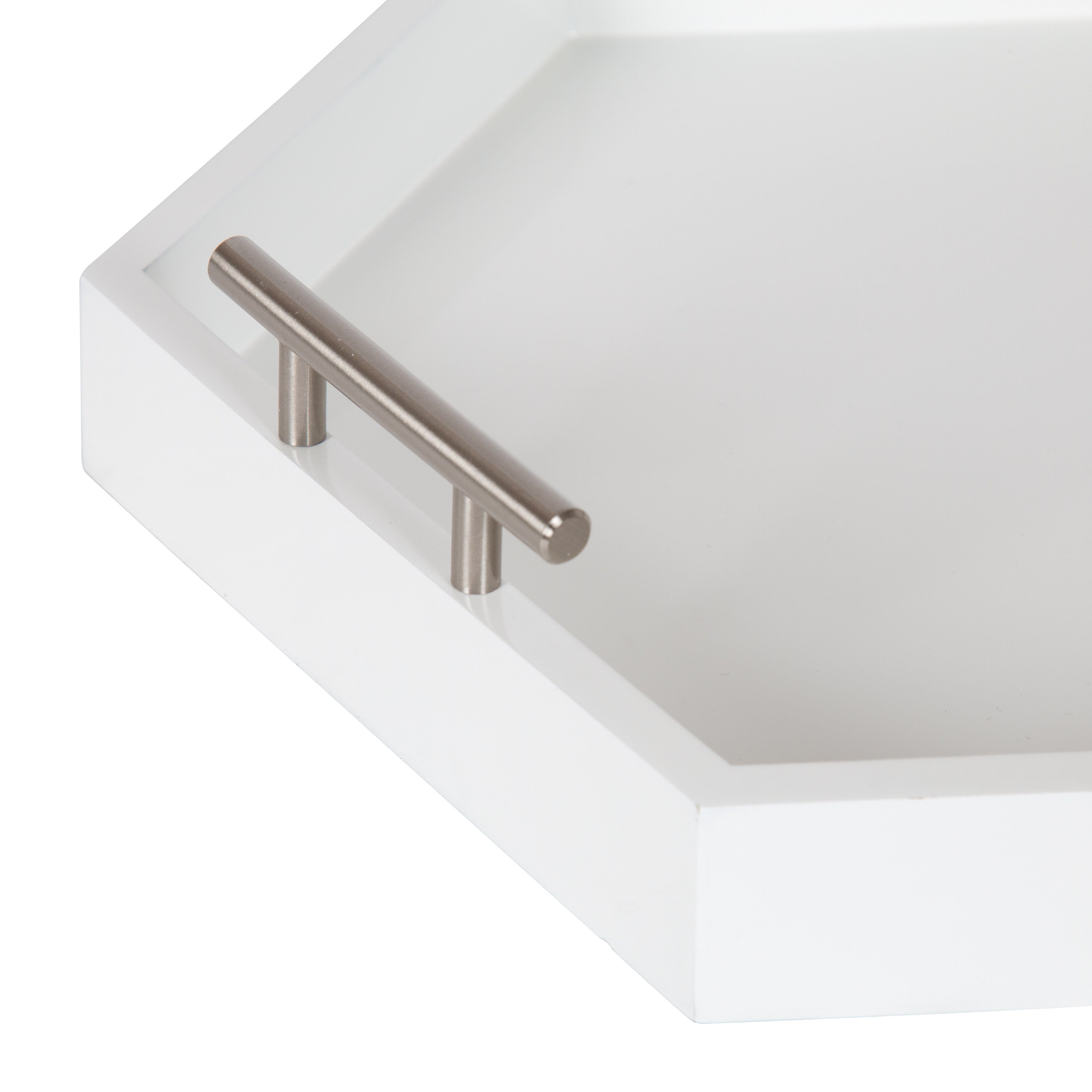 Single Tray White Silver 18x18 3