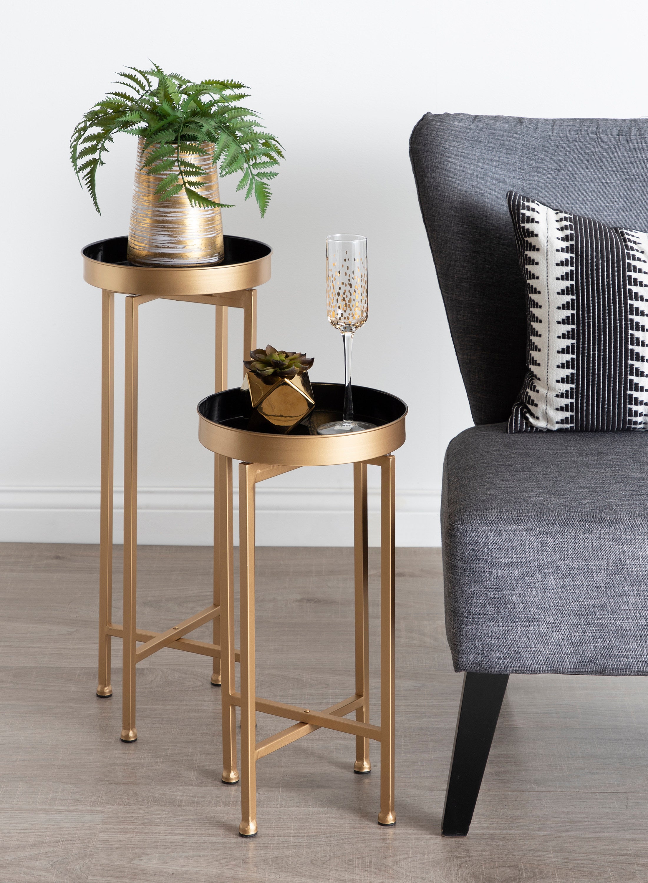 Nesting Table Black Gold 2 Piece 6