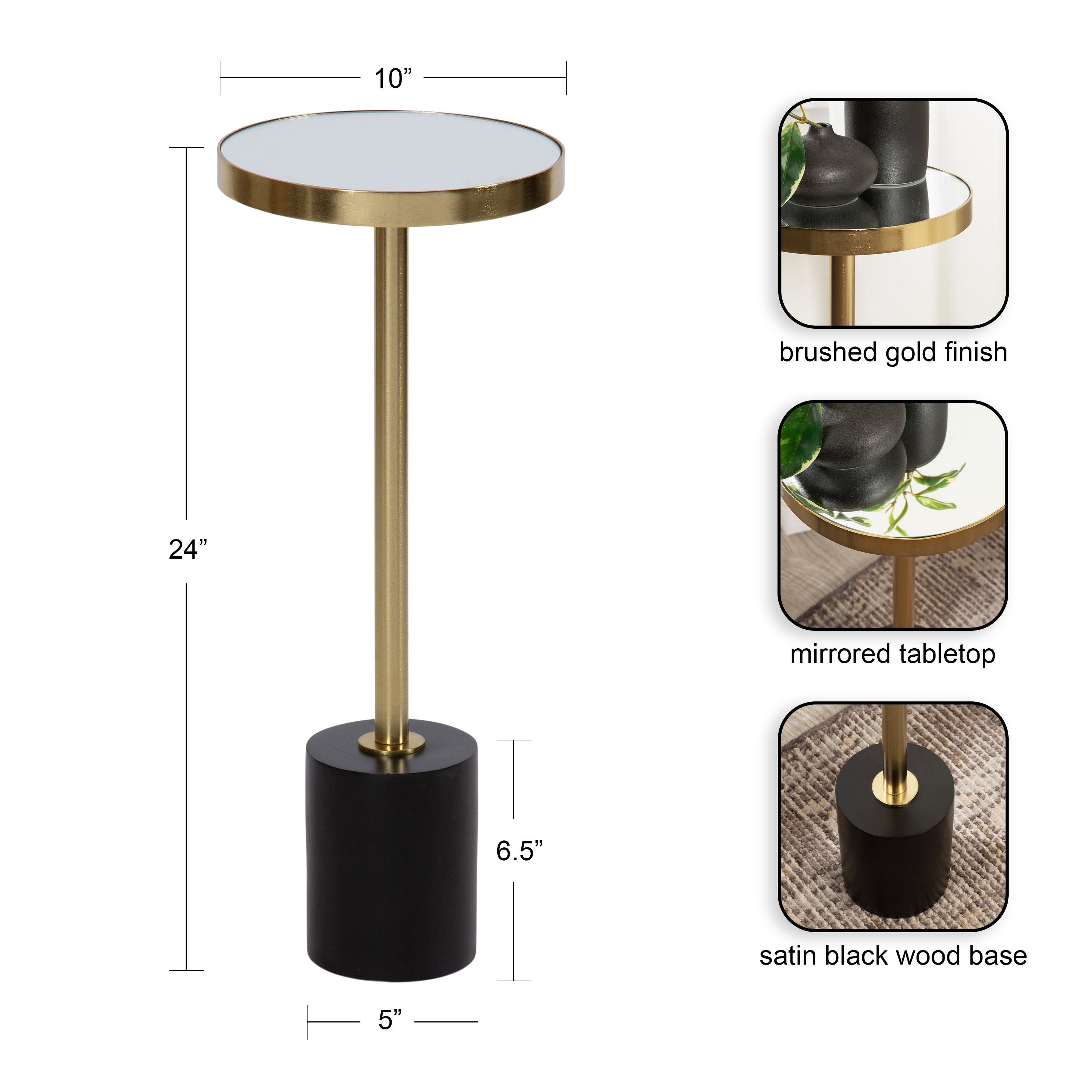 Drink Table Black Gold 10x10x24 2