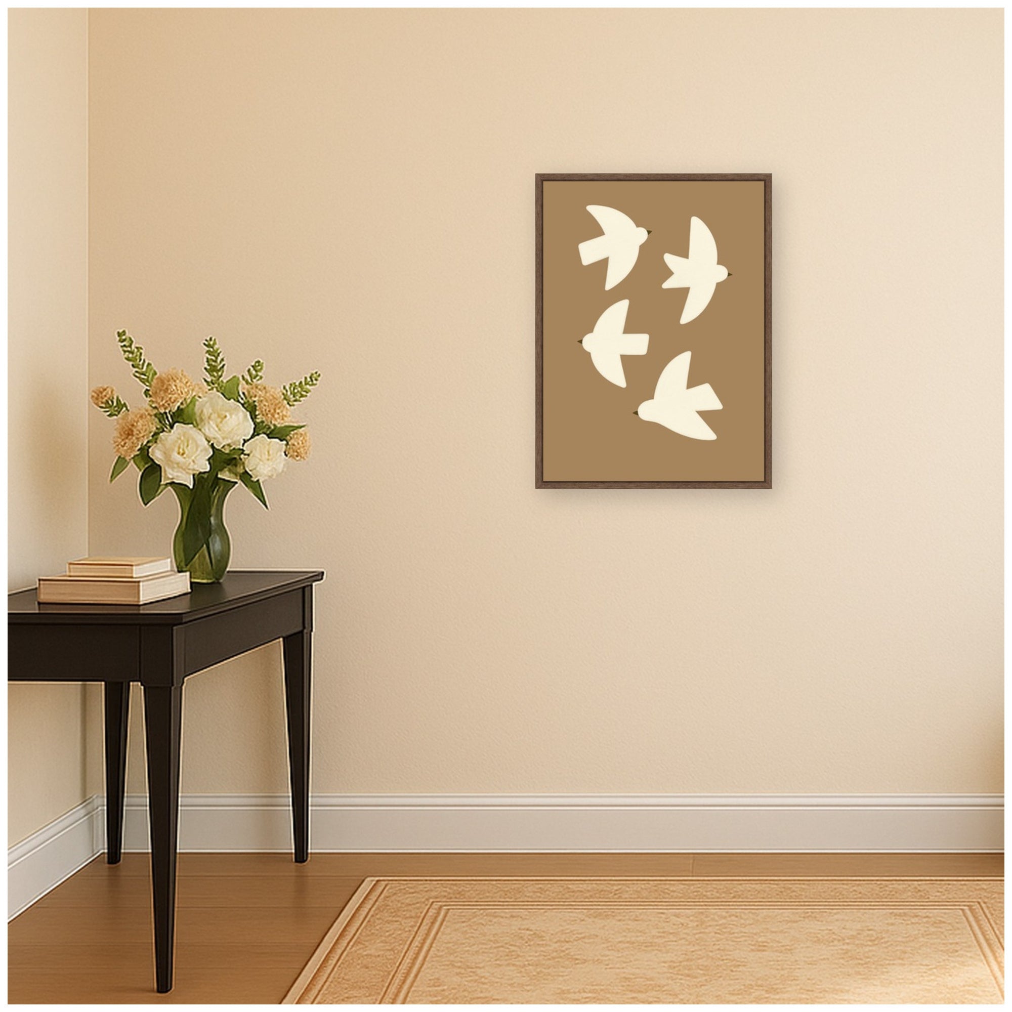 Minimalist Birds Poster 2 Brown by Laura Moss Framed Canvas Wall Art Print