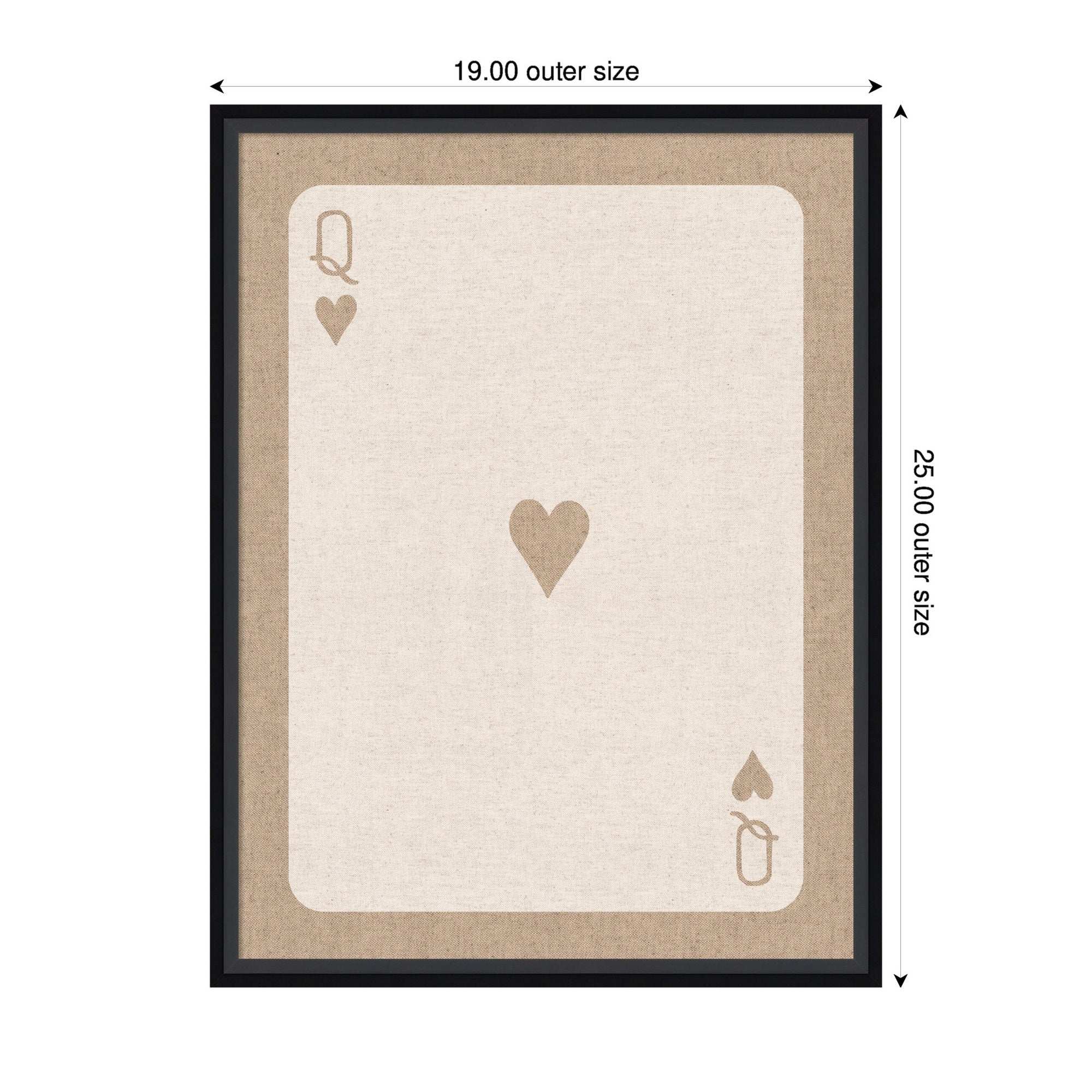 Framed Fabric Pinboard Queen of Hearts Linen Texture Wall Organization