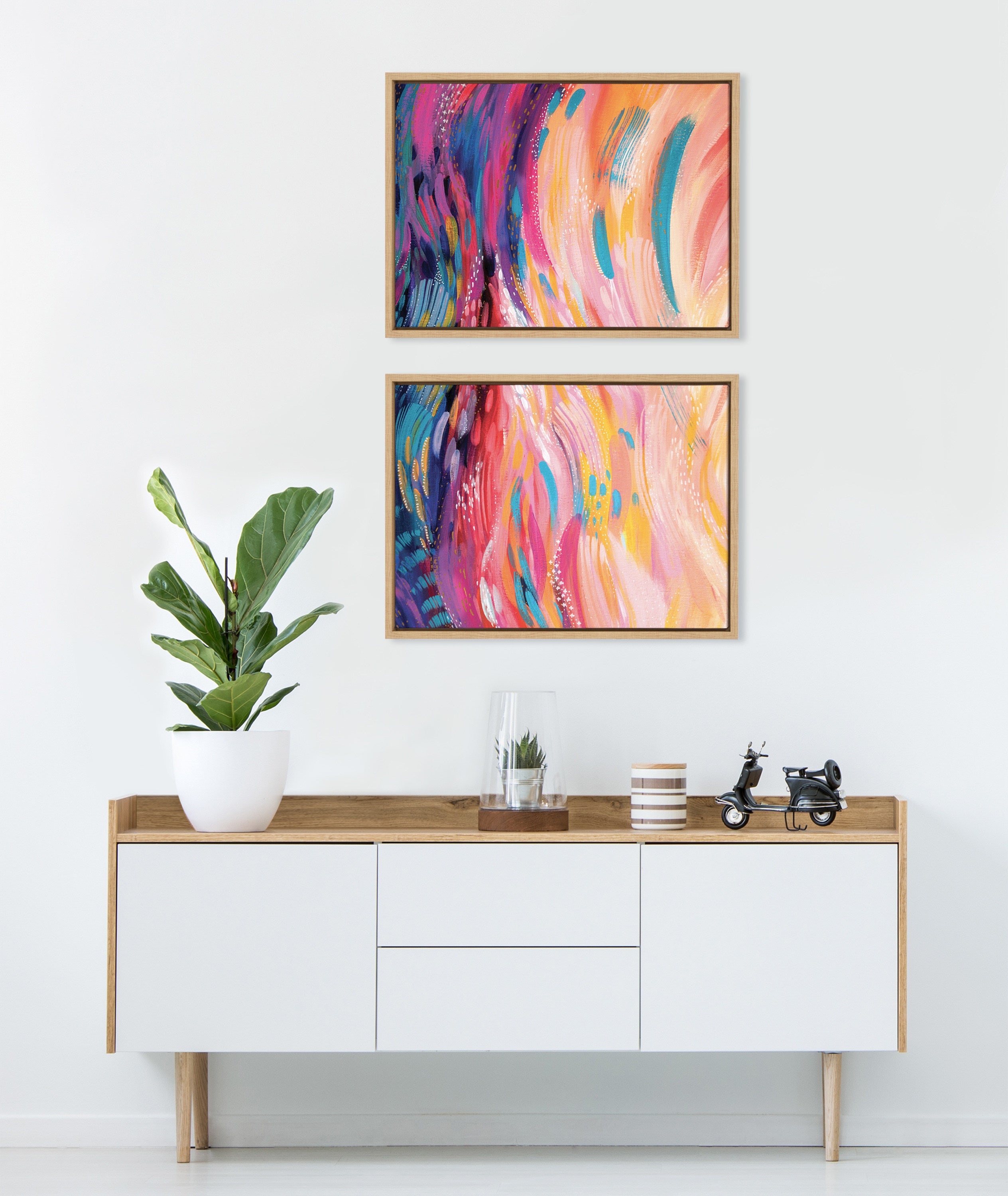 Sylvie Brush Strokes 90 Framed Canvas Set by Jessi Raulet of Ettavee